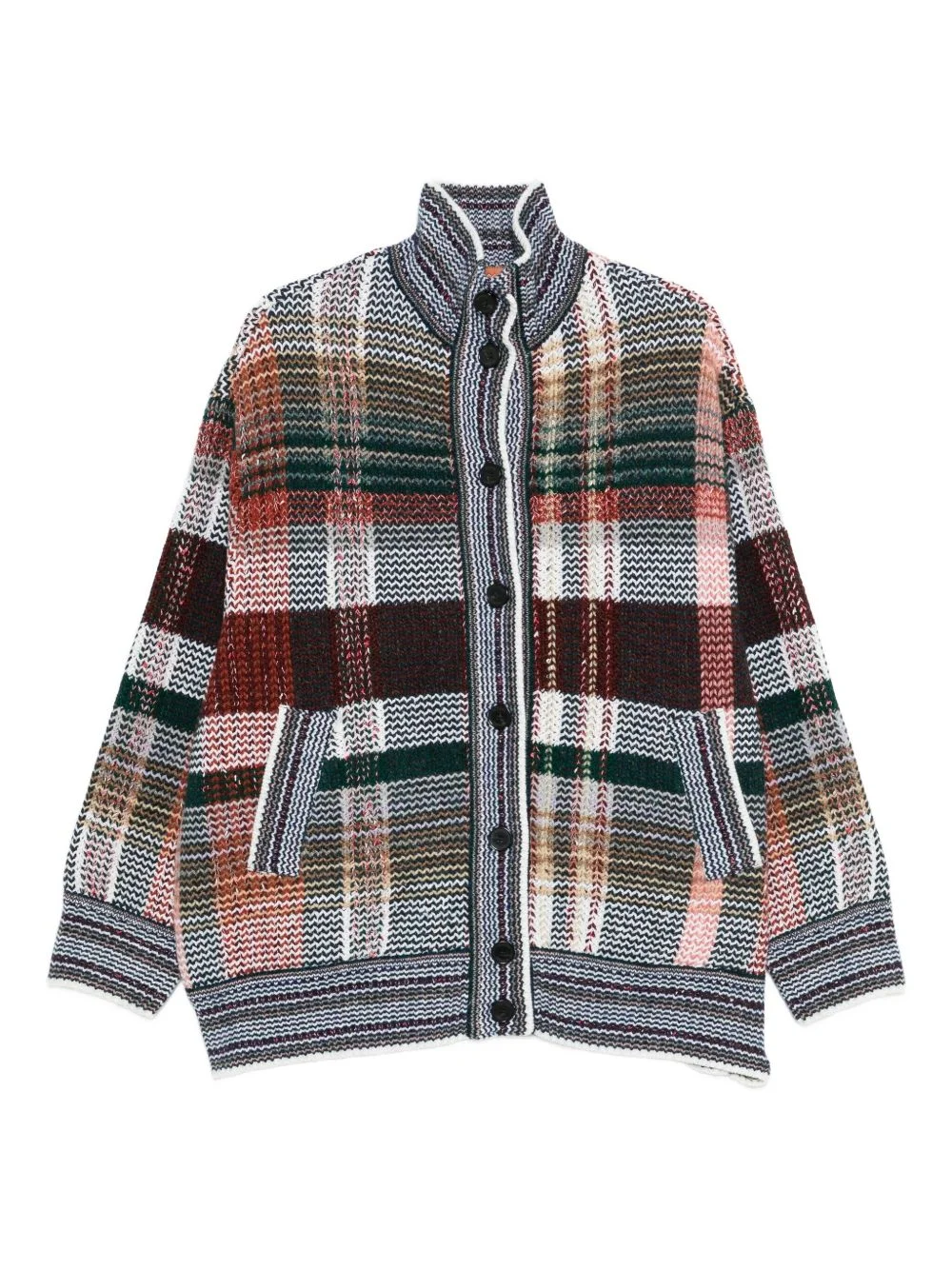 plaid-pattern cardigan - 1