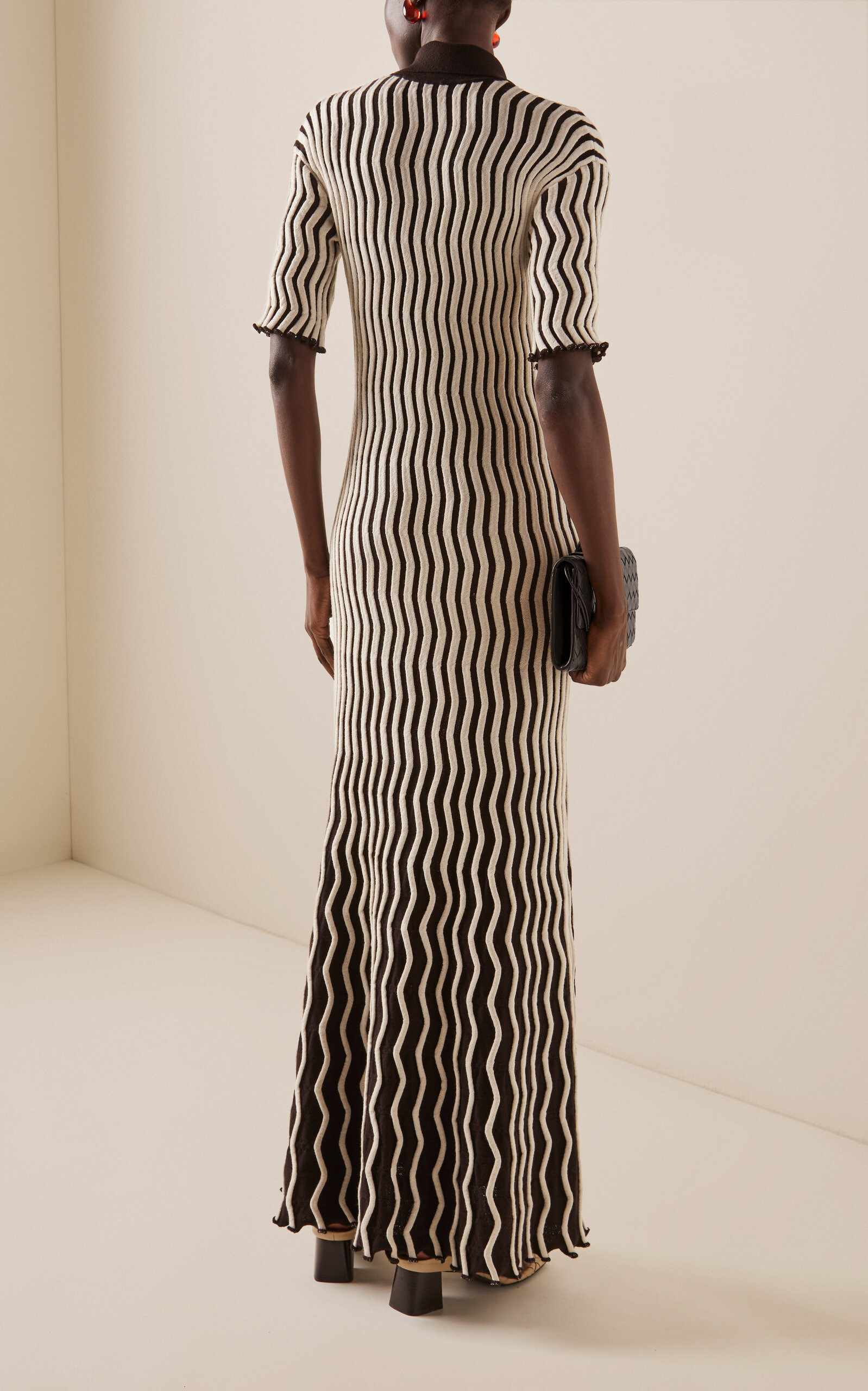 Ribbed Wool-Blend Midi Dress stripe - 4