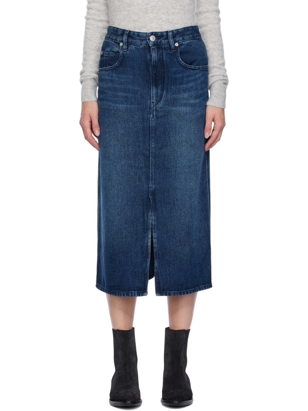 Blue Tilauria Denim Midi Skirt - 1