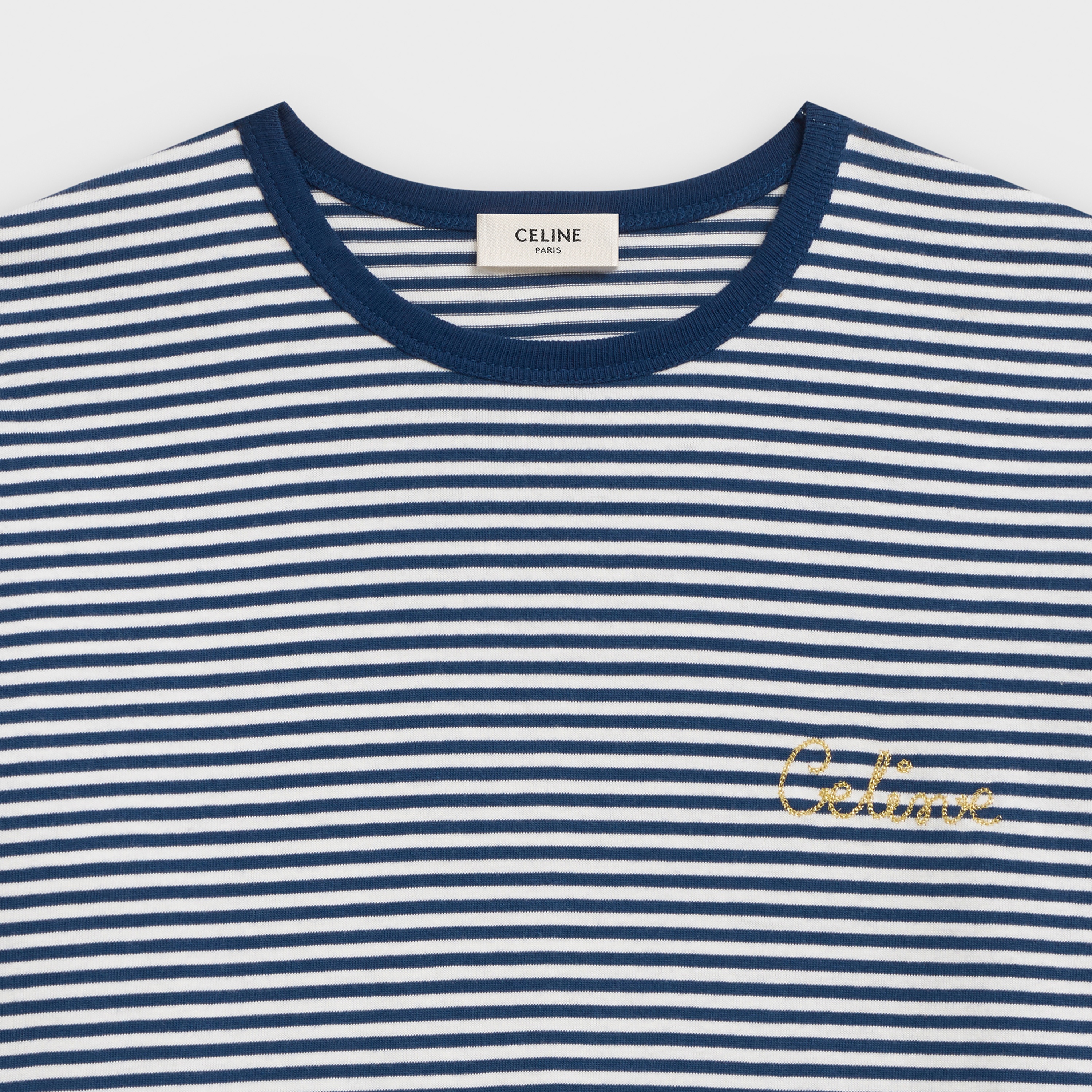 CELINE EMBROIDERED T-SHIRT IN STRIPED COTTON - 3