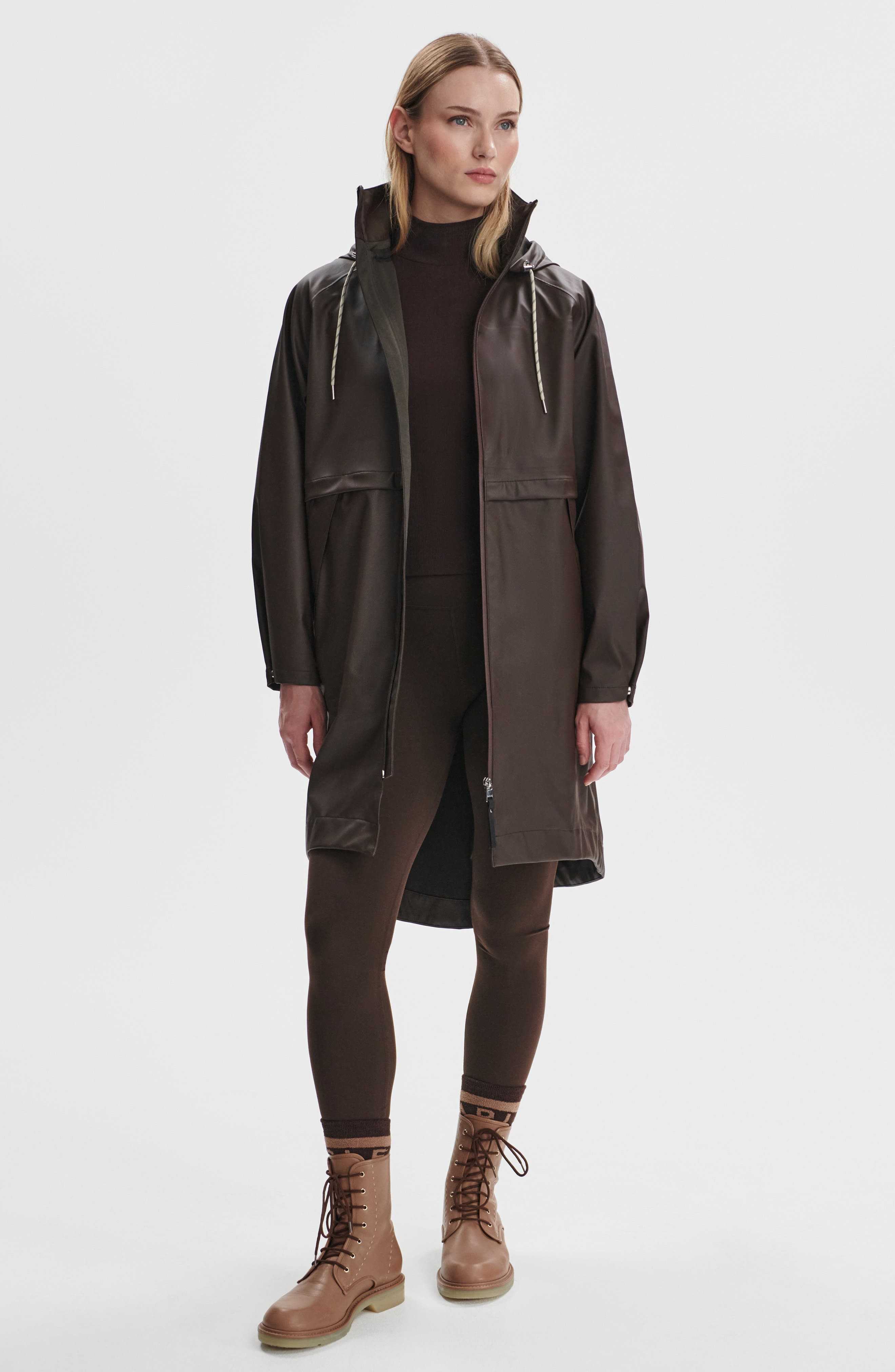 Varley Kirsten Waterproof Hooded Raincoat in Dark Truffle at Nordstrom - 7