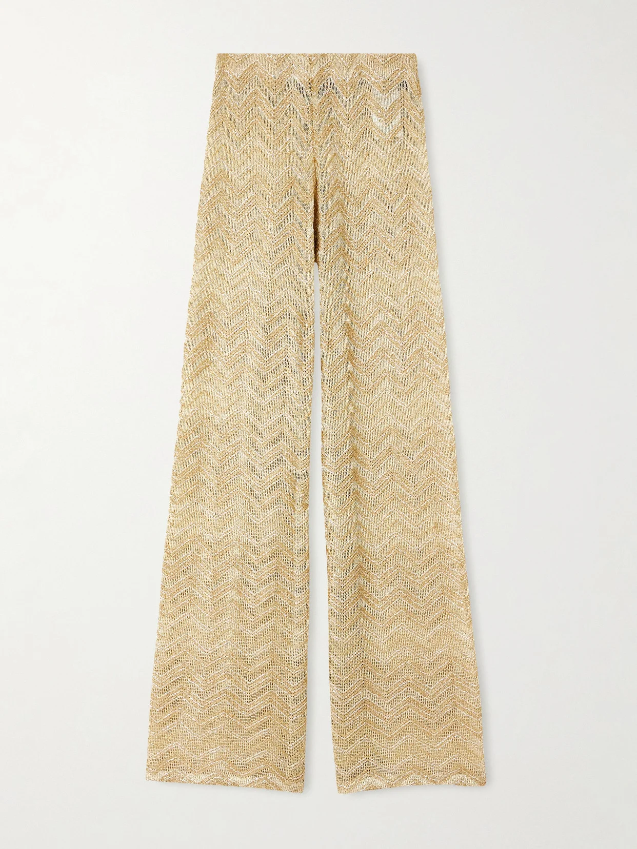 Metallic Crochet-knit Wide-leg Pants - 1