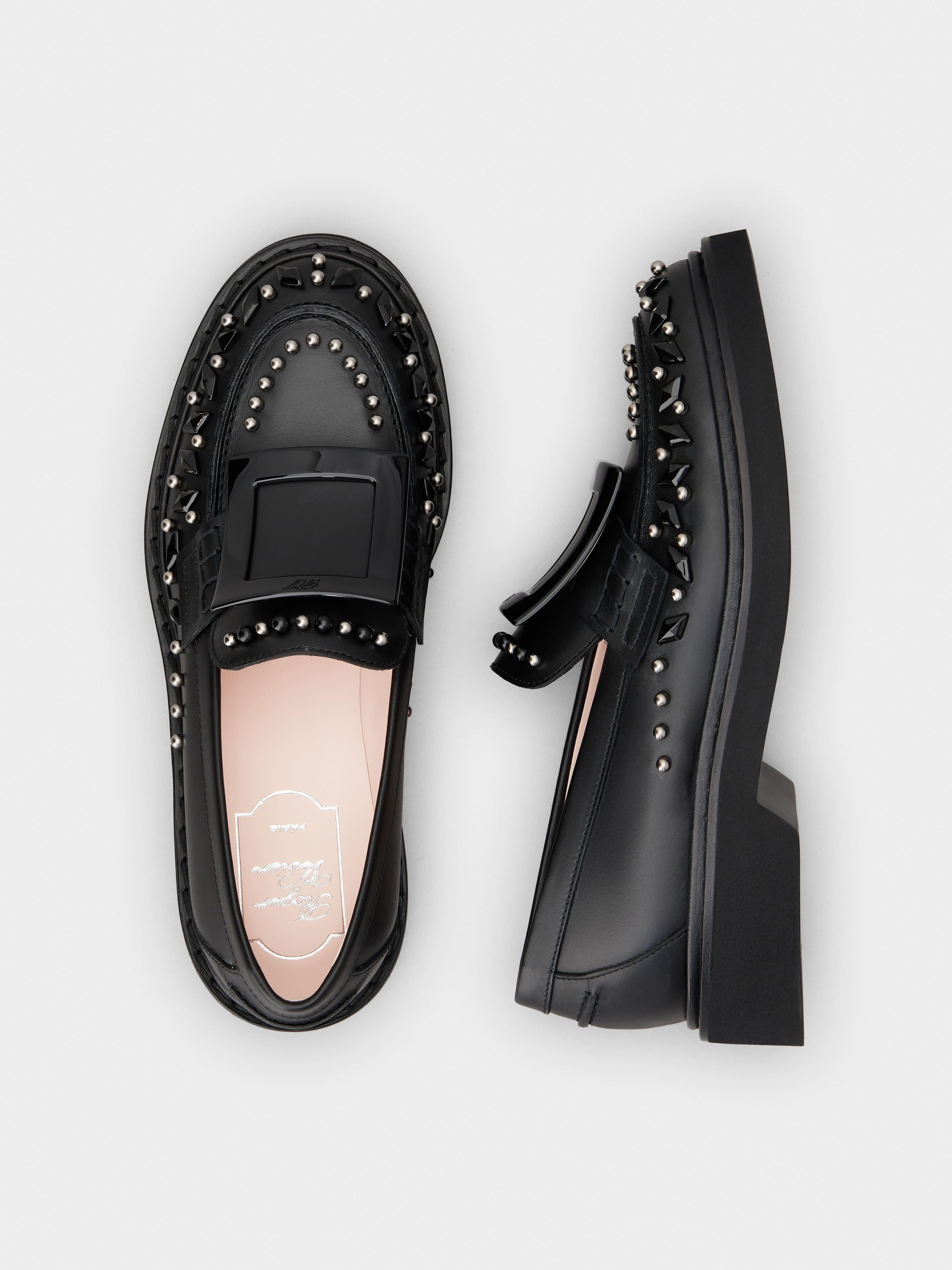 Viv' Rangers Studs Lacquered Buckle Loafers in Leather - 4