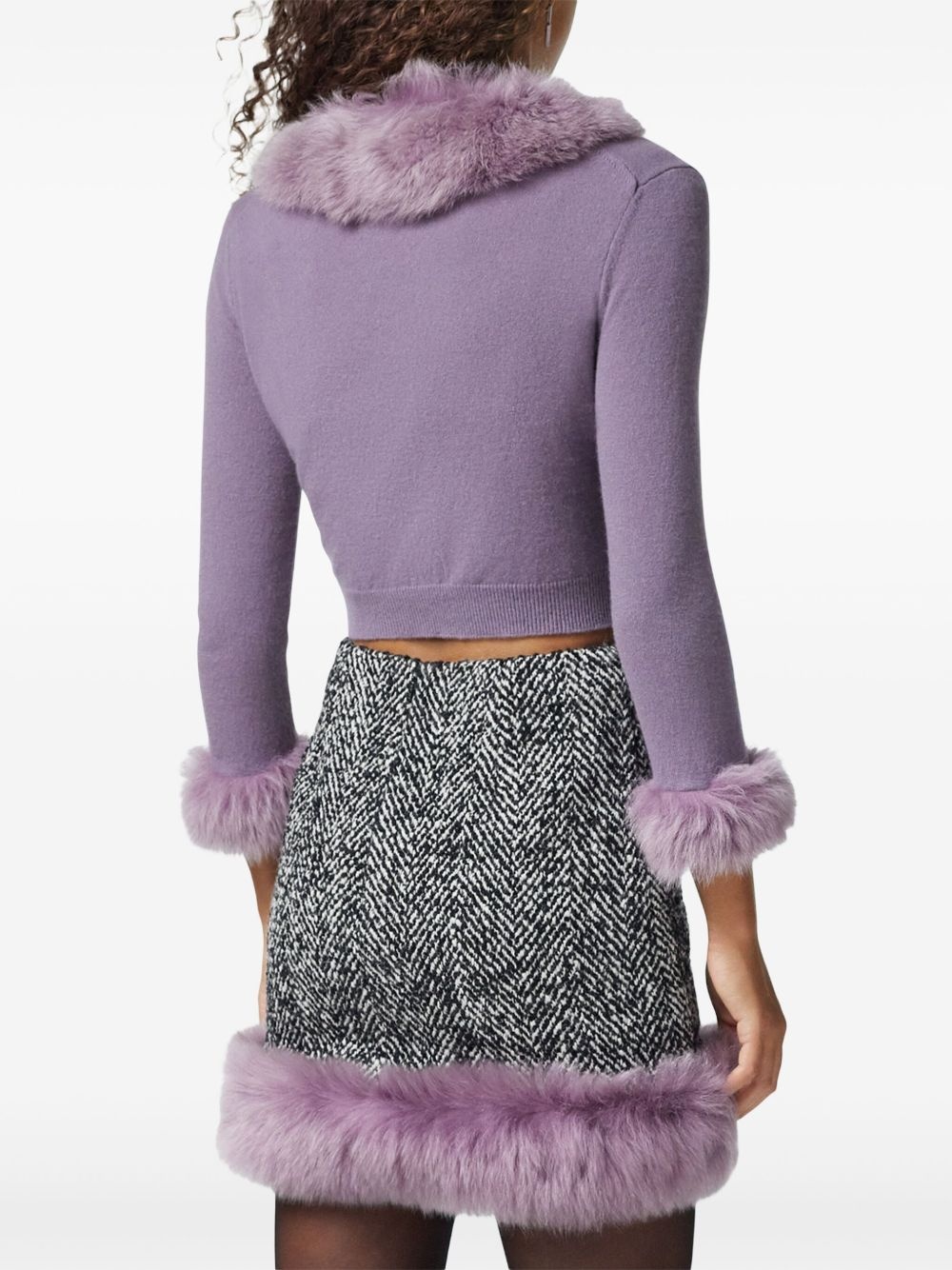 shearling trim cardigan - 4