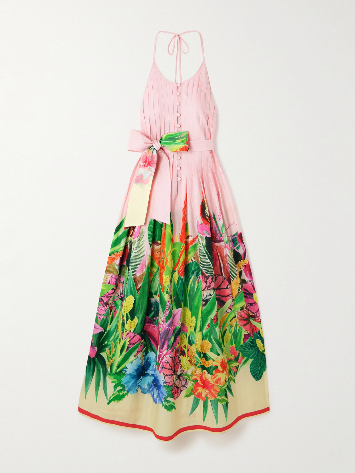 Patmos Belted Floral-print Cotton-poplin Halterneck Maxi Dress - 1