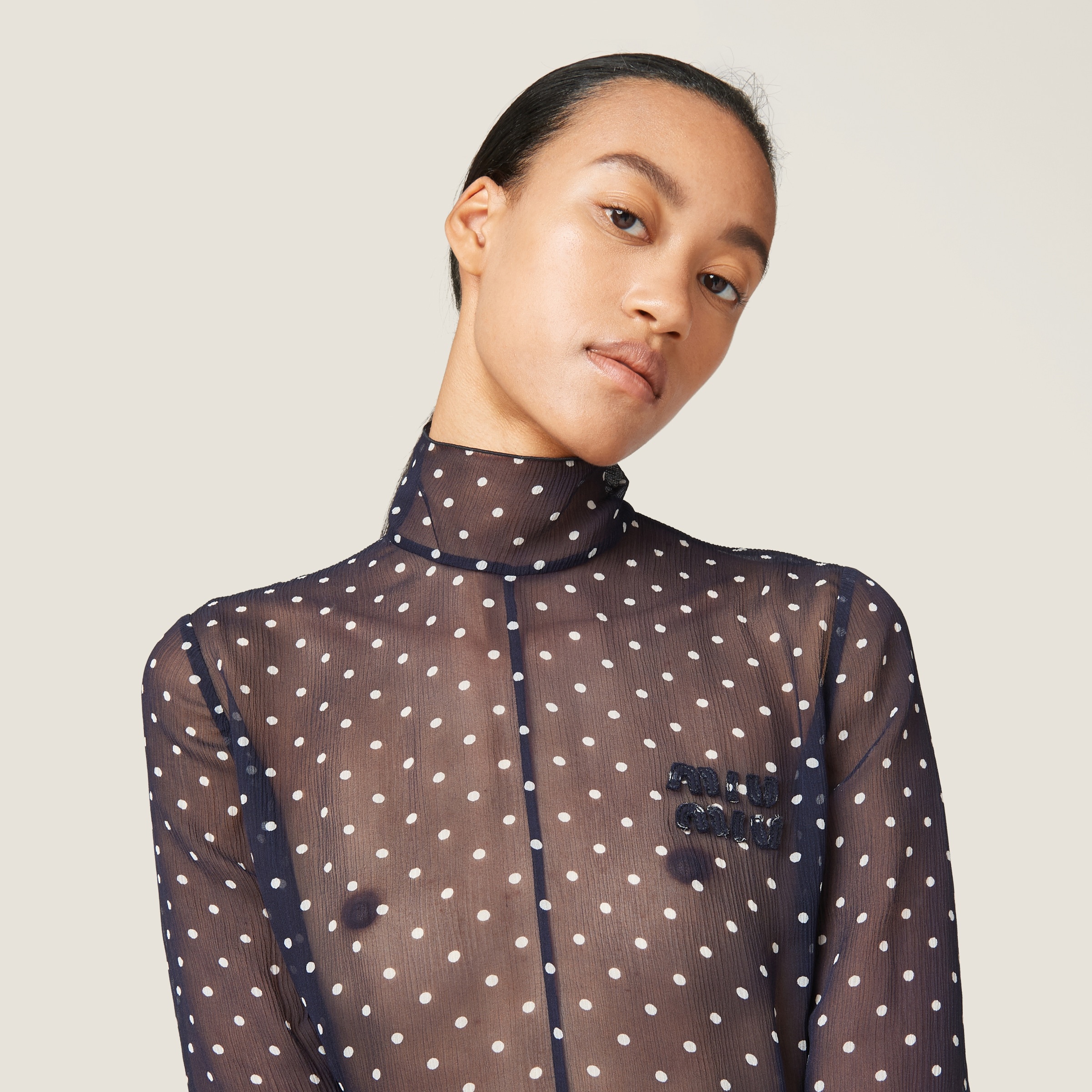 Polka-dot chiffon dress - 3