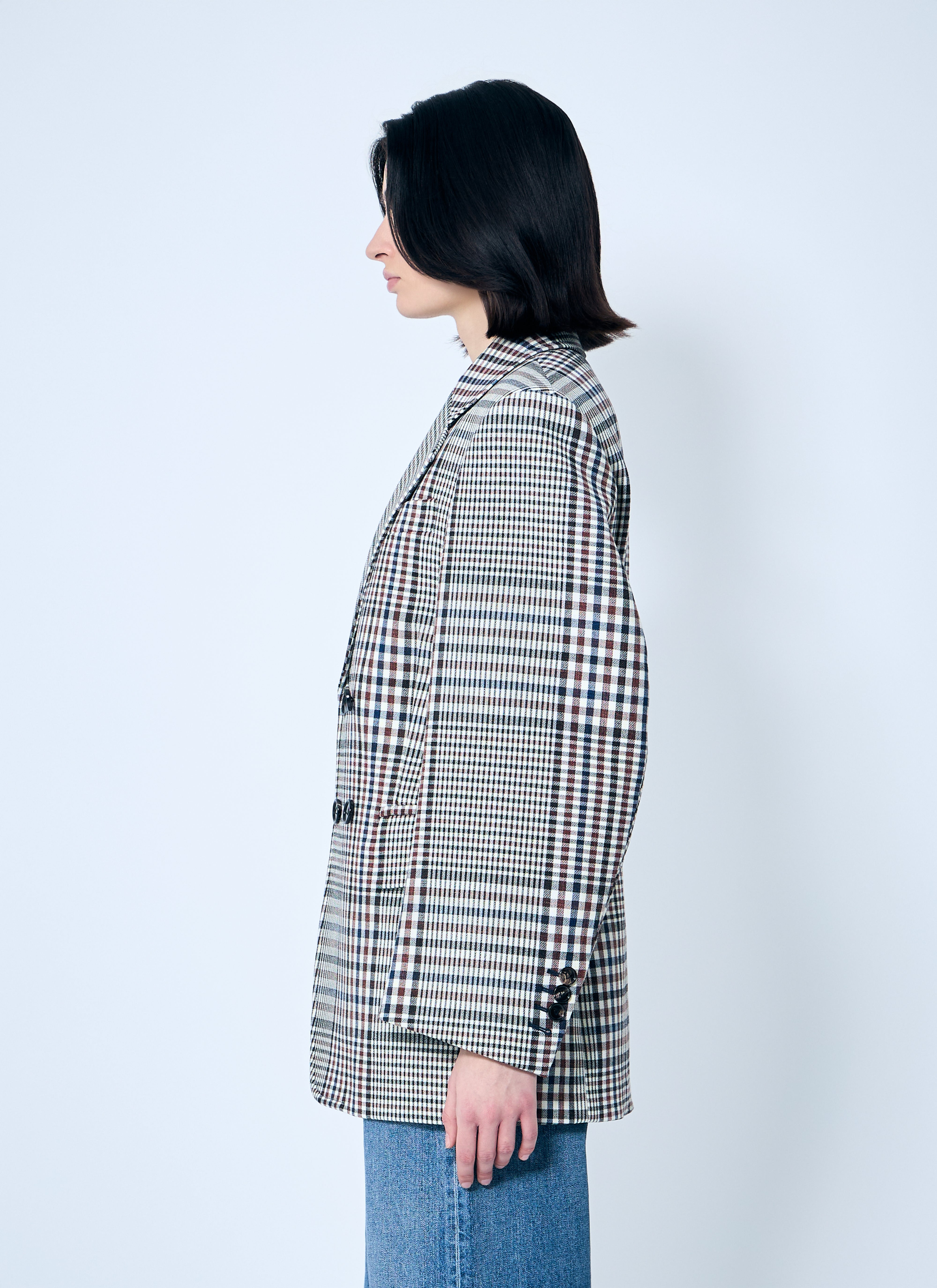 Bottega Veneta Women Structured Check-Cotton Blazer - 3