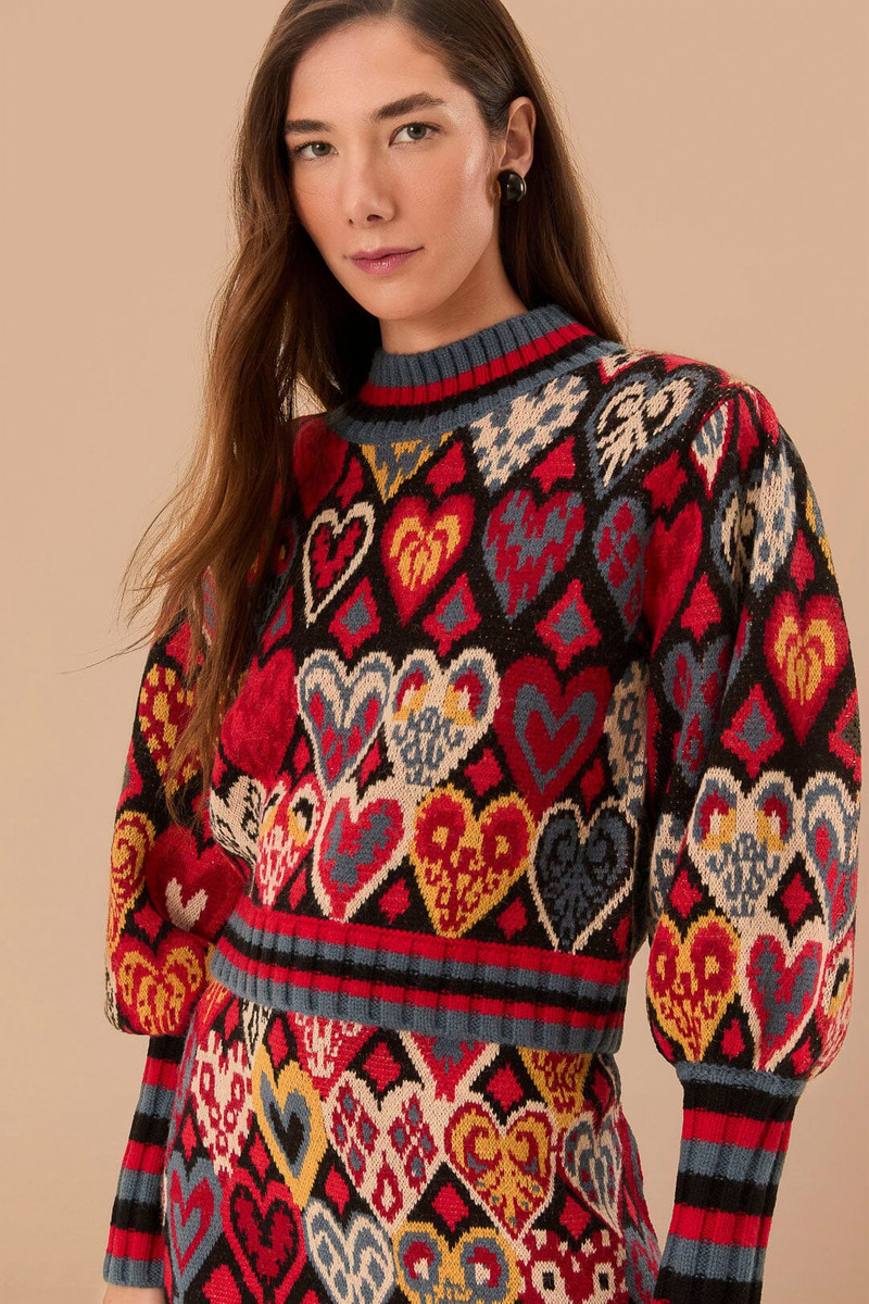 Black Hearts Ikat Knit Sweater 1