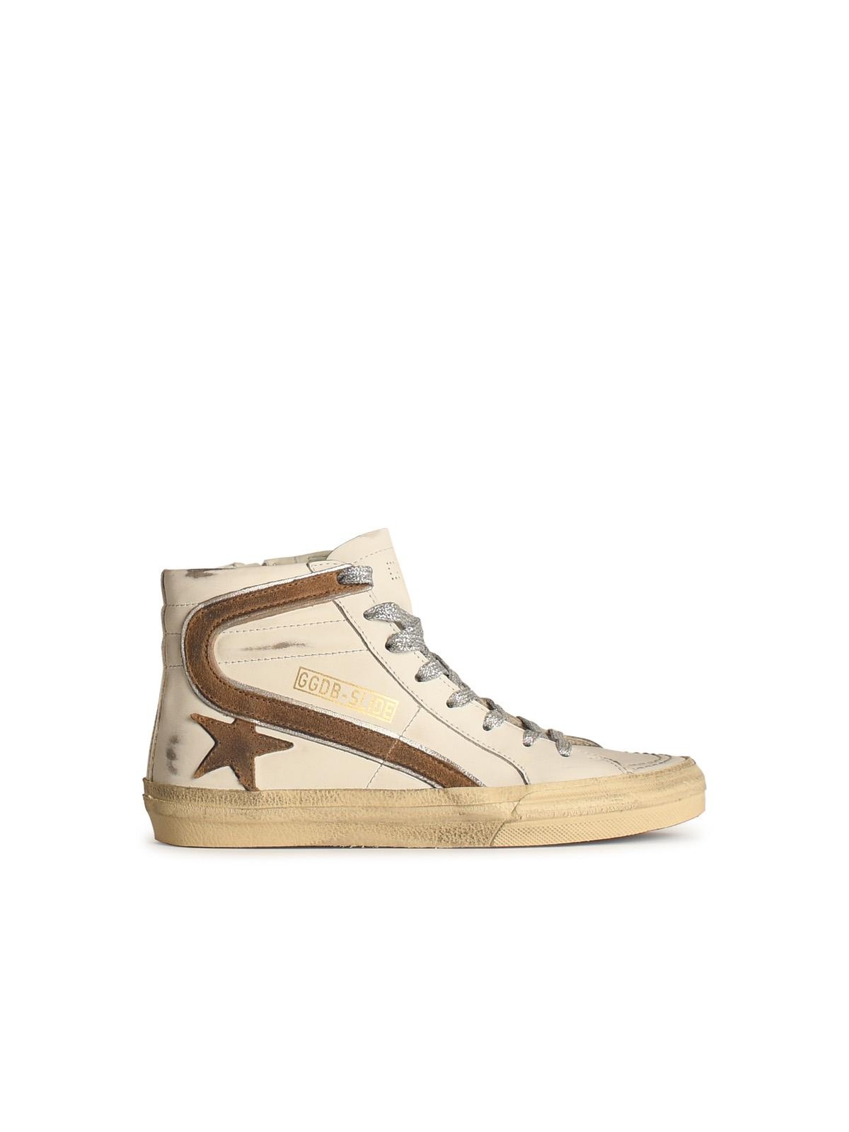 Golden Goose Golden Goose 'Slide' White Leather Sneakers