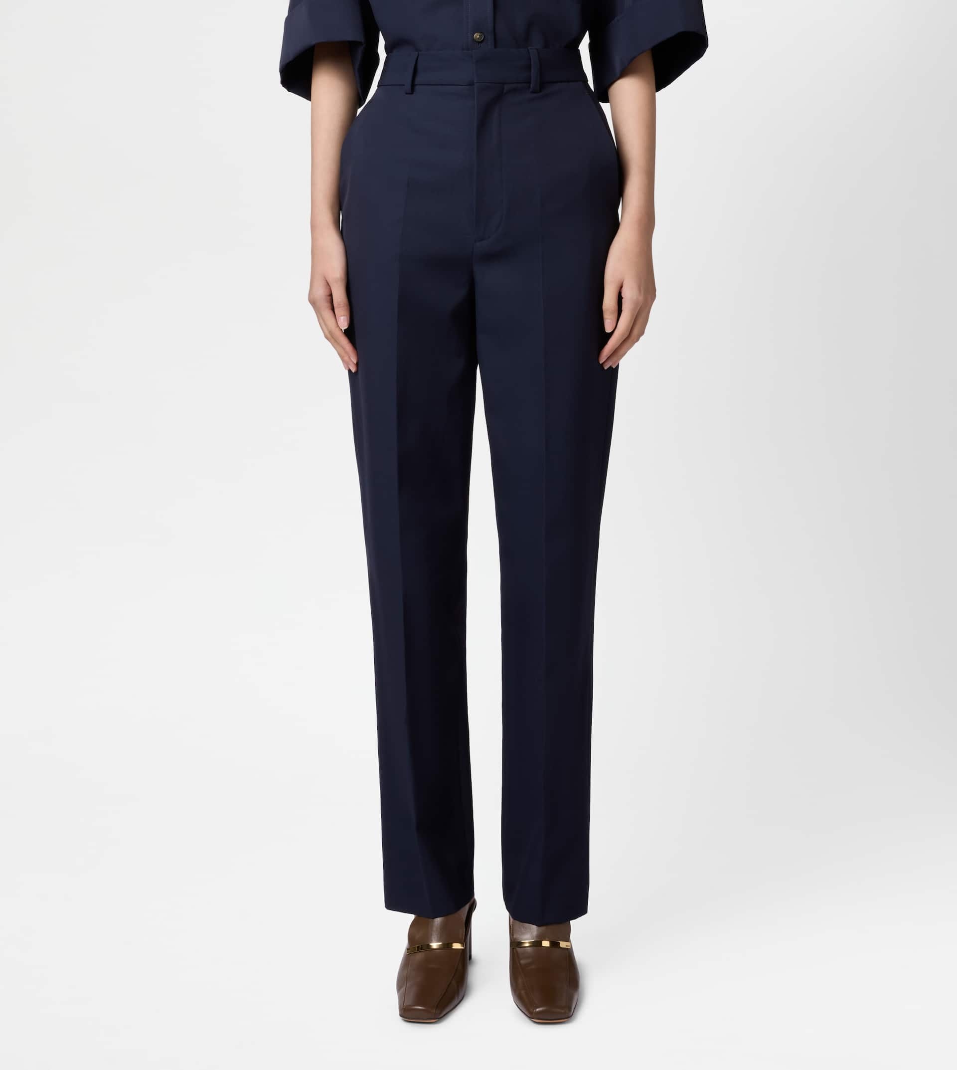 PANTS IN COTTON BLEND WOOL - BLUE - 5