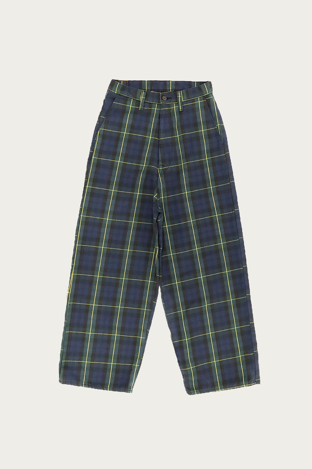 11oz Tartan Check PORT Baggy Pants - Navy - 1