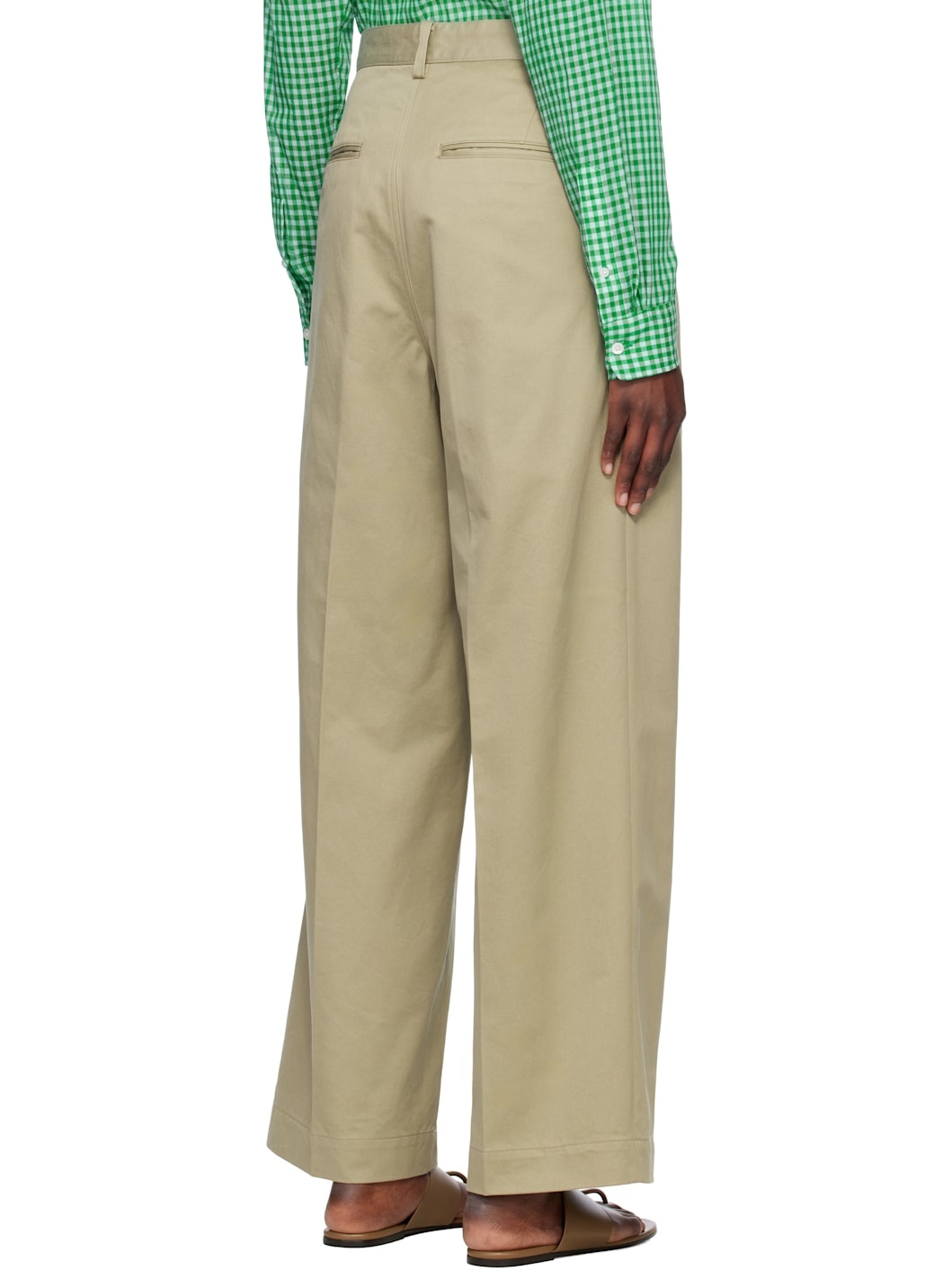 Khaki Washed Finx Chino One-Tuck Trousers - 3