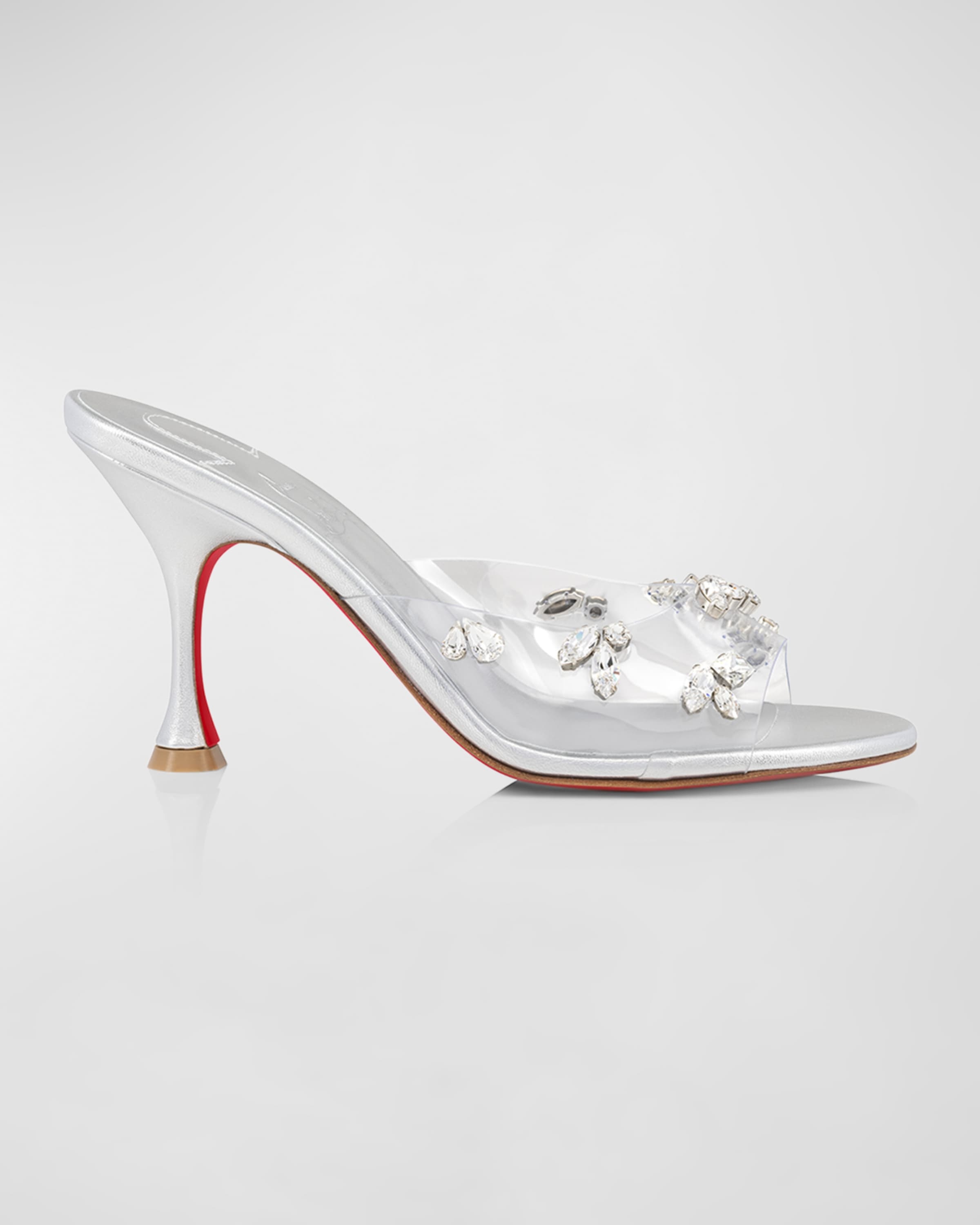 Christian Louboutin Degraqueen Crystal Transparent Red Sole Mule