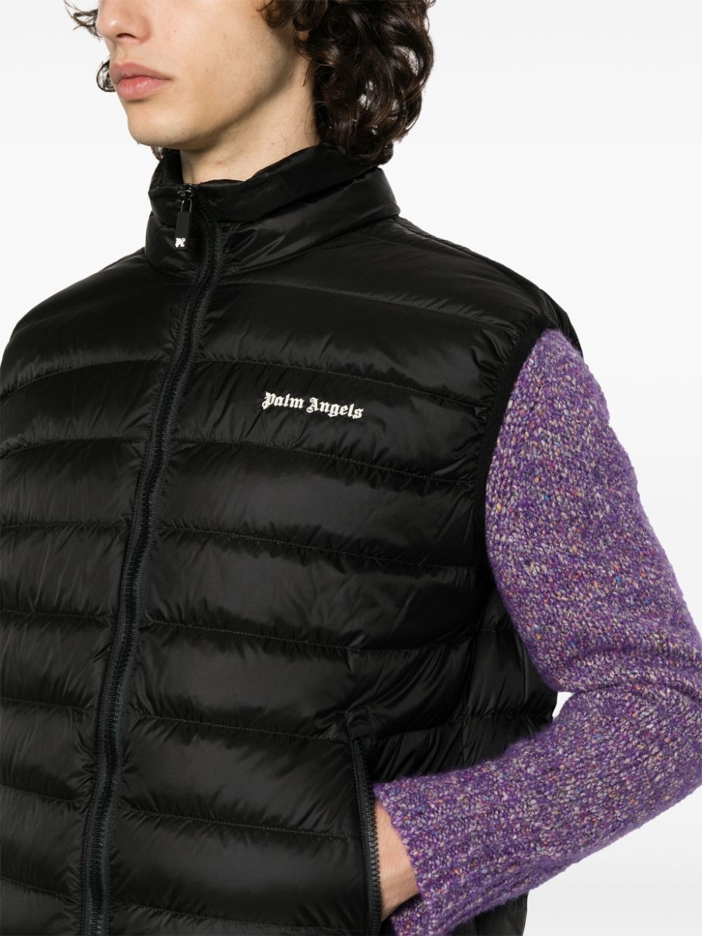 logo-print padded gilet - 5