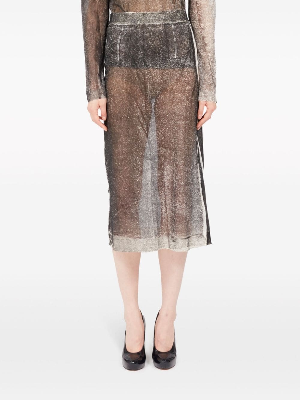 Serigraphic-print silk skirt - 2