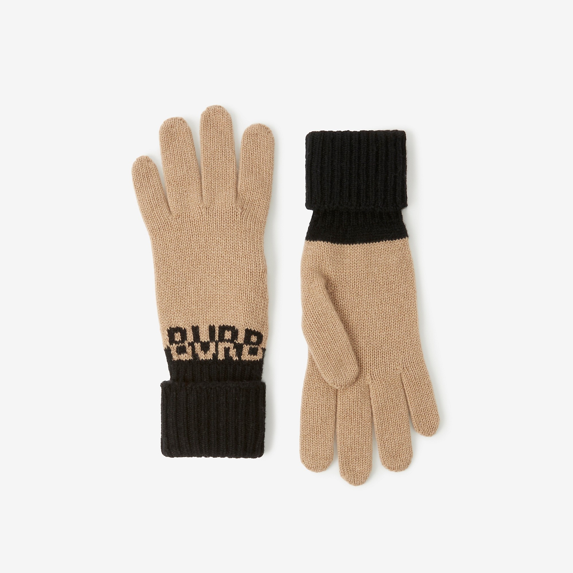 Logo Intarsia Two-tone Cashmere Gloves - 2