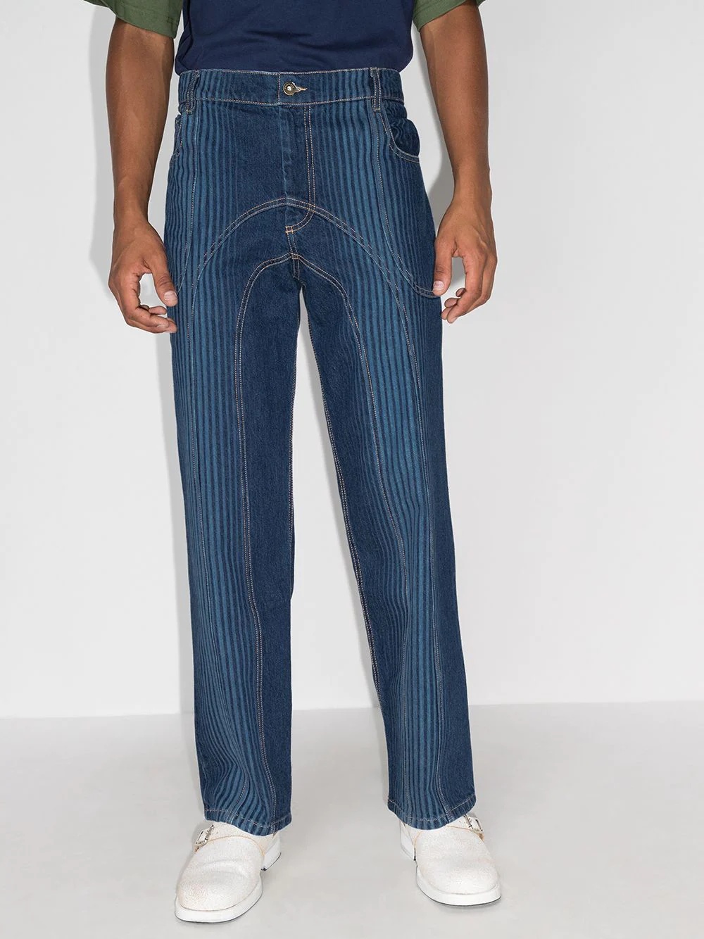 striped high-waisted jeans - 2