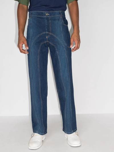 Ahluwalia striped high-waisted jeans outlook