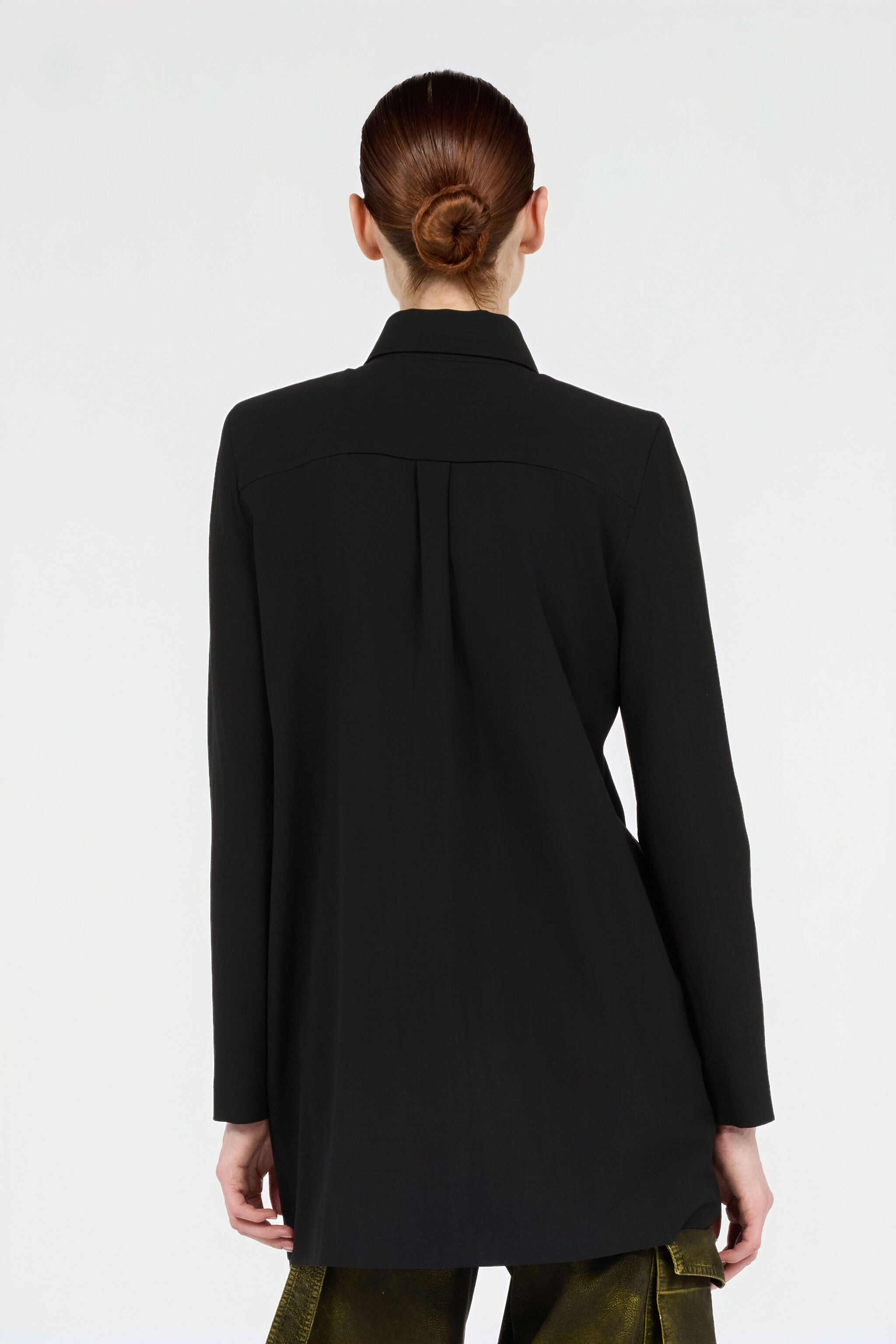 Long Black Wool-Blend Shirt - 4