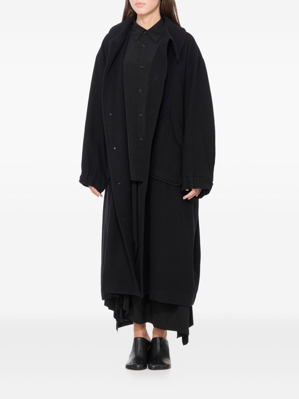 button-fastening flap-pocket coat - 2