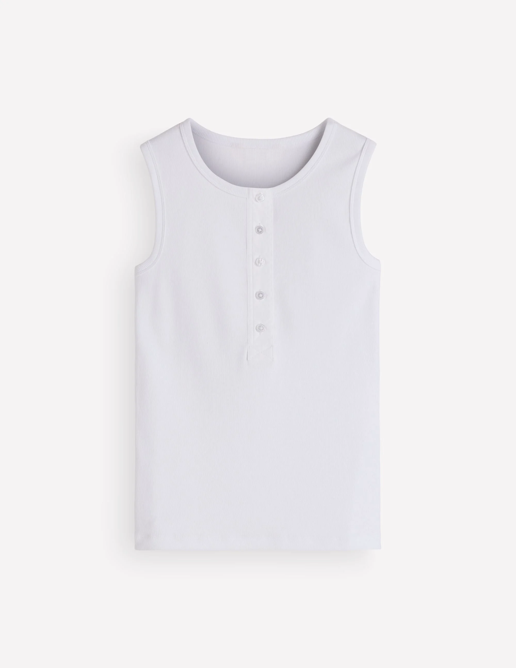 Crew Neck Henley Tank-White - 1