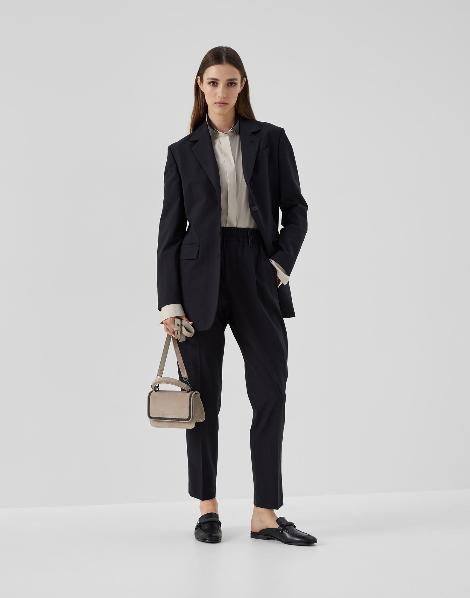 Tropical luxury wool baggy cigarette trousers with shiny belt loops - 4