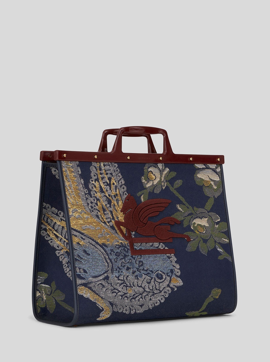 LARGE JACQUARD LOVE TROTTER BAG WITH MULTI-COLOURED BIRDS - 5