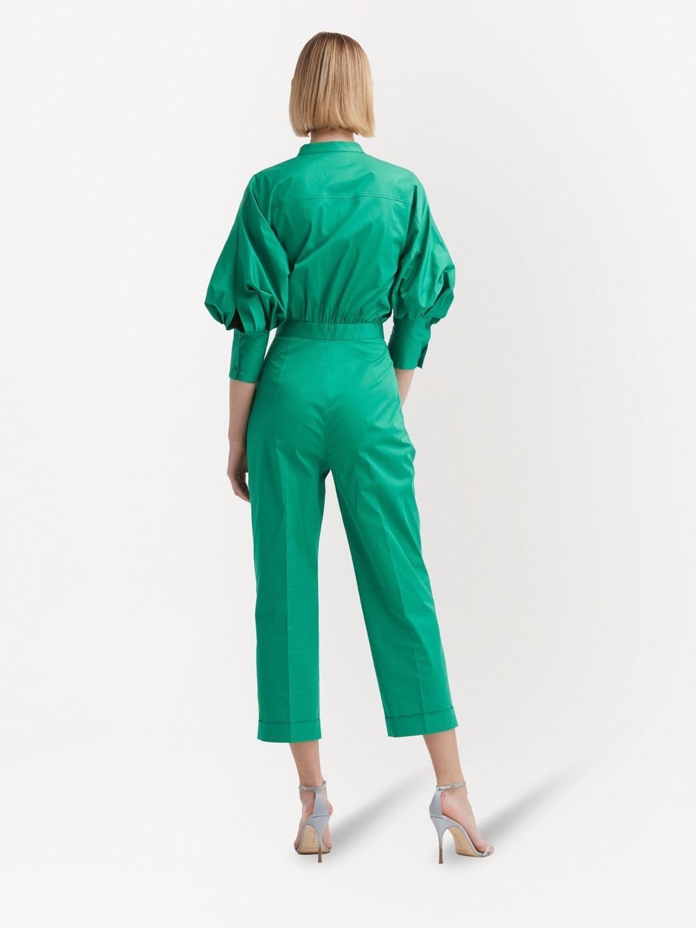 puff-sleeve cropped wool jumpsuit - 3