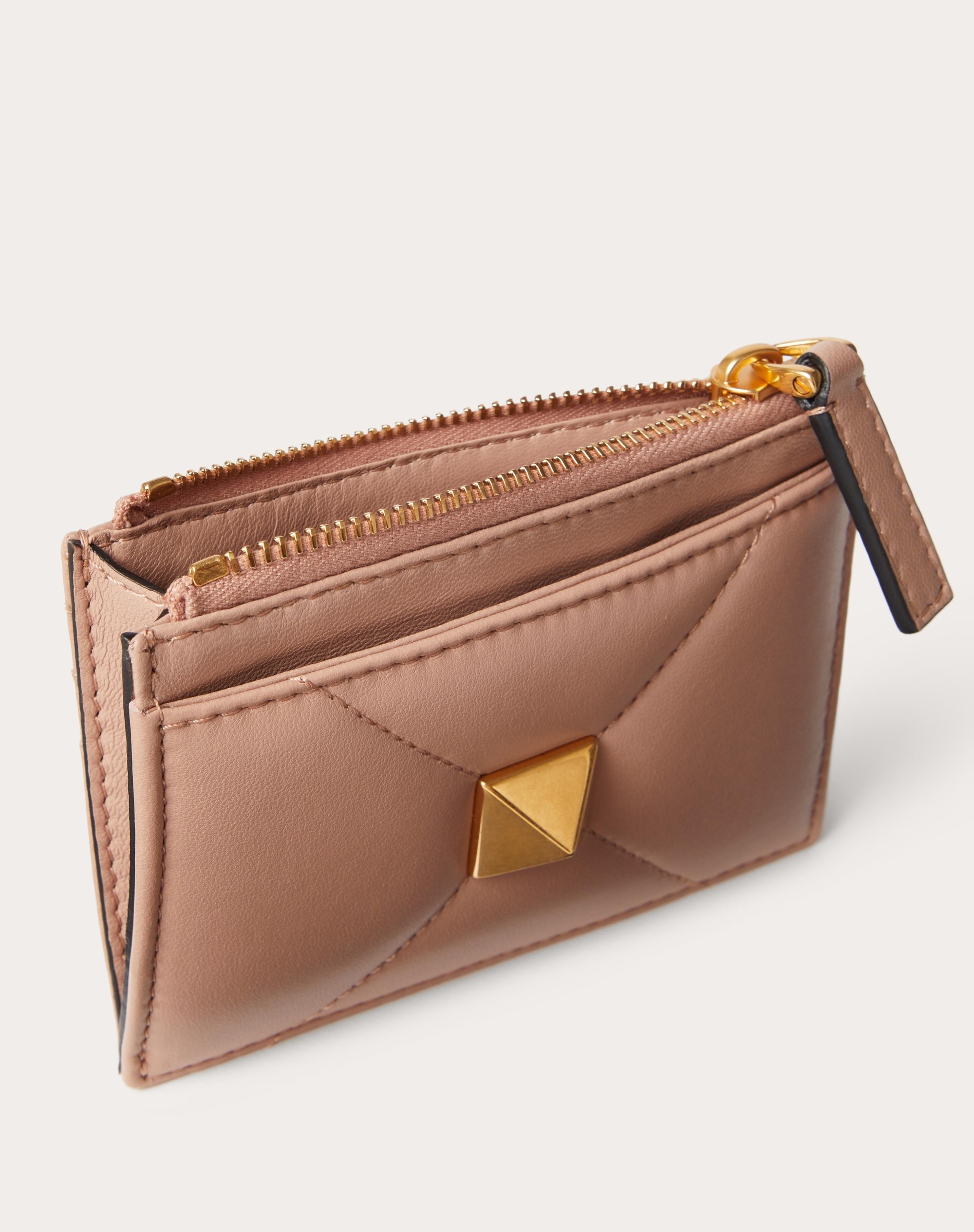 ROMAN STUD NAPPA LEATHER COIN PURSE WITH ZIPPER - 5