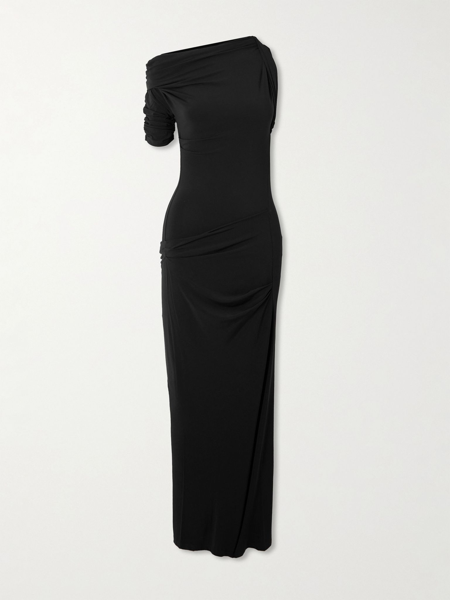 The Drapeado one-sleeve jersey midi dress Black - 1
