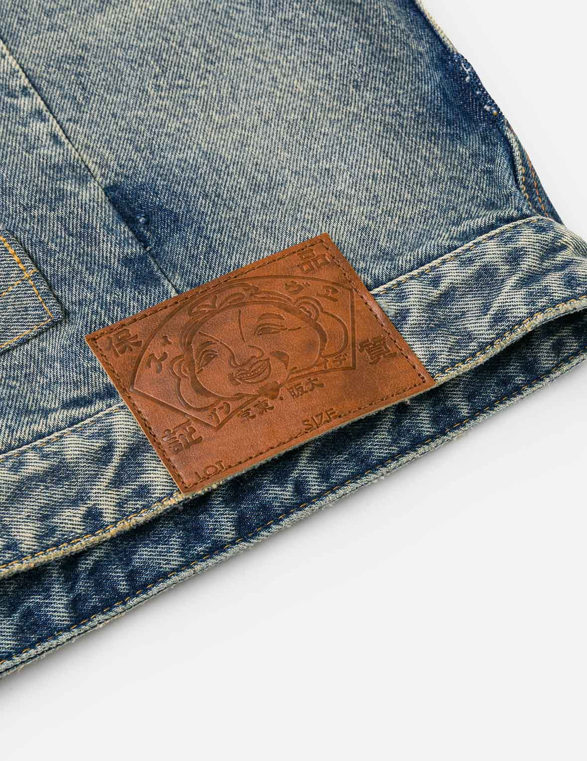 Distressed Seagull Print and Frayed Logo Patch Embroidery Relax Fit Denim Jacket - 15