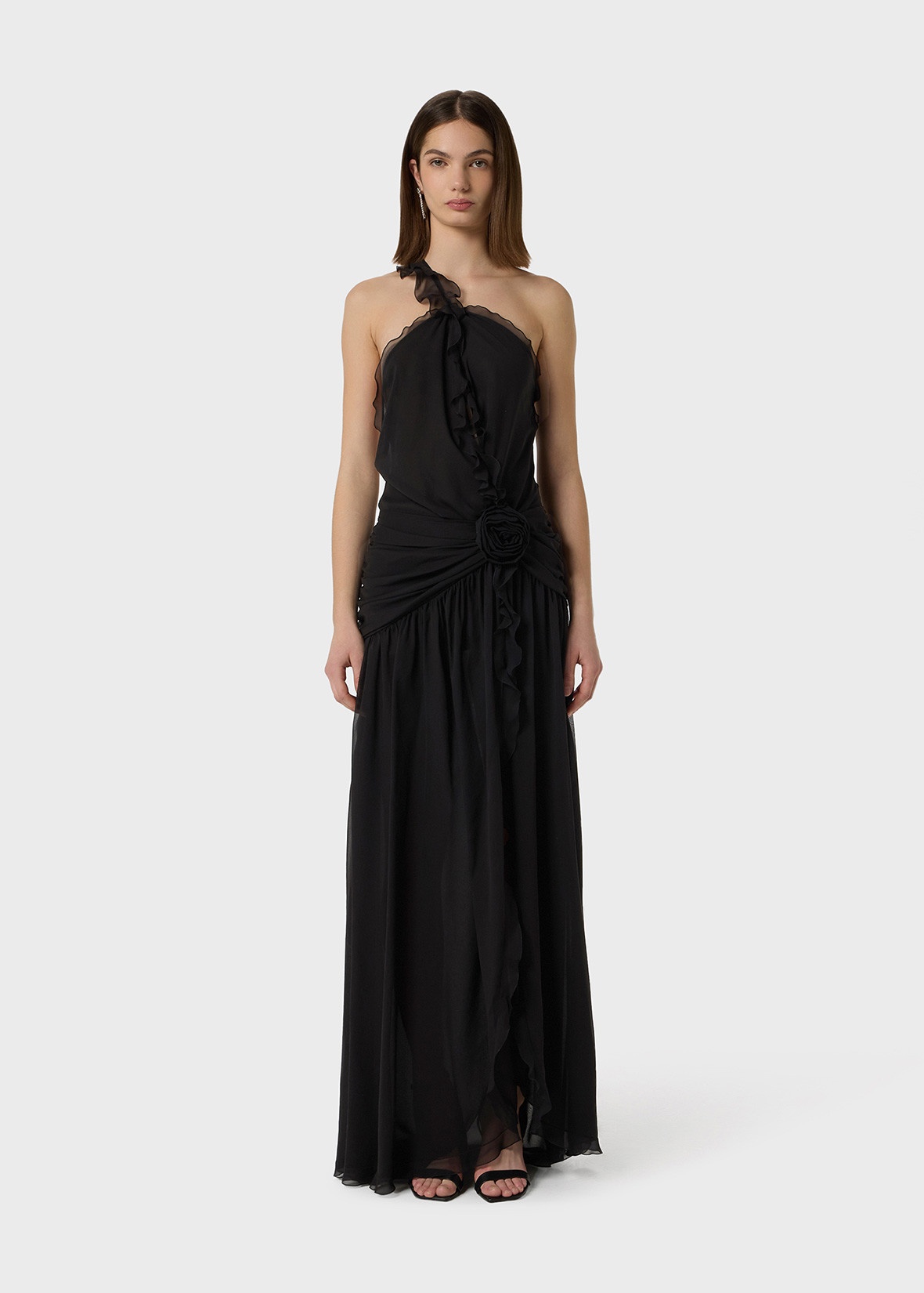 ONE-SHOULDER DRESS IN SILK GEORGETTE - 3