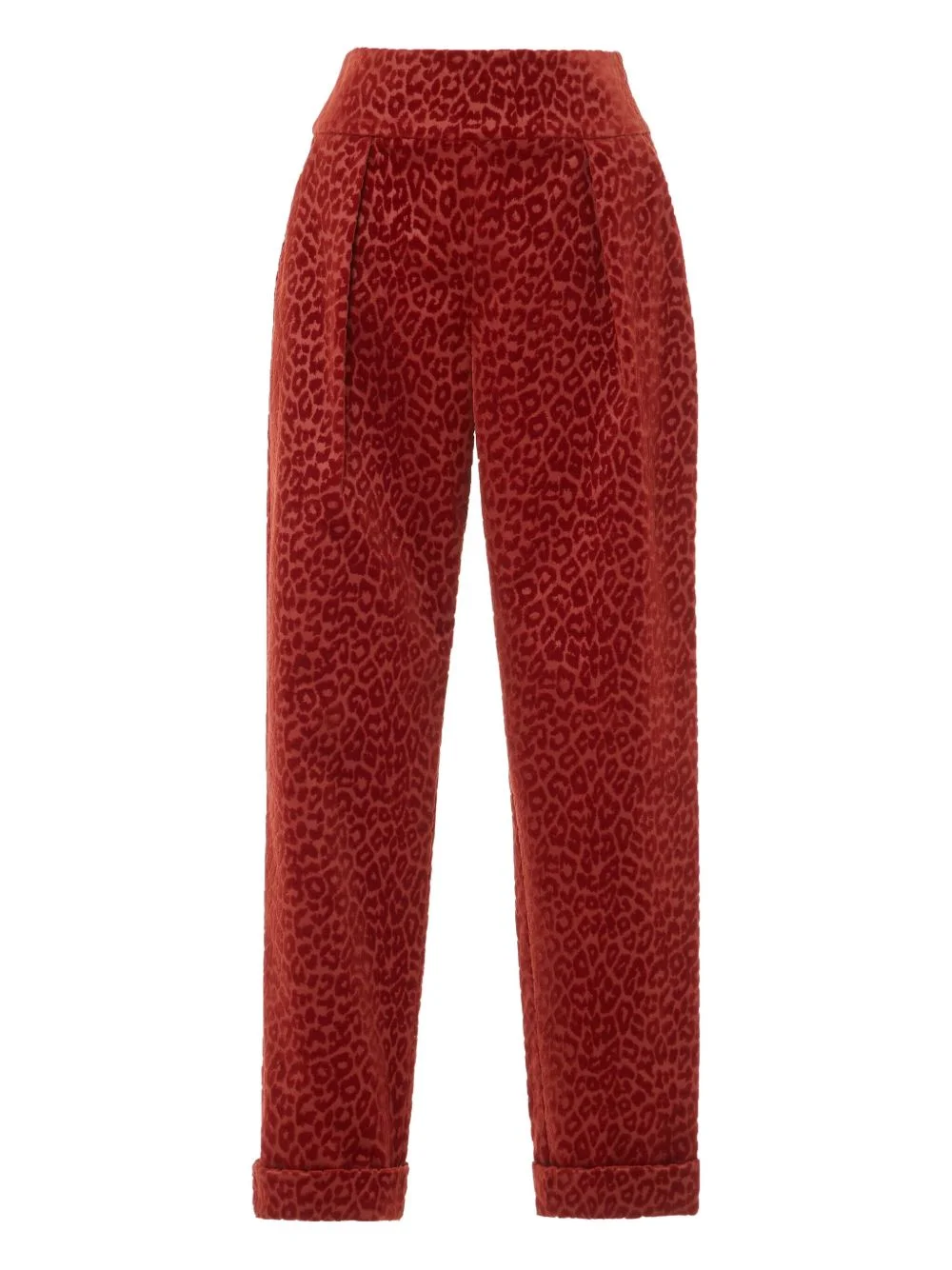pleated leopard-print trousers - 1