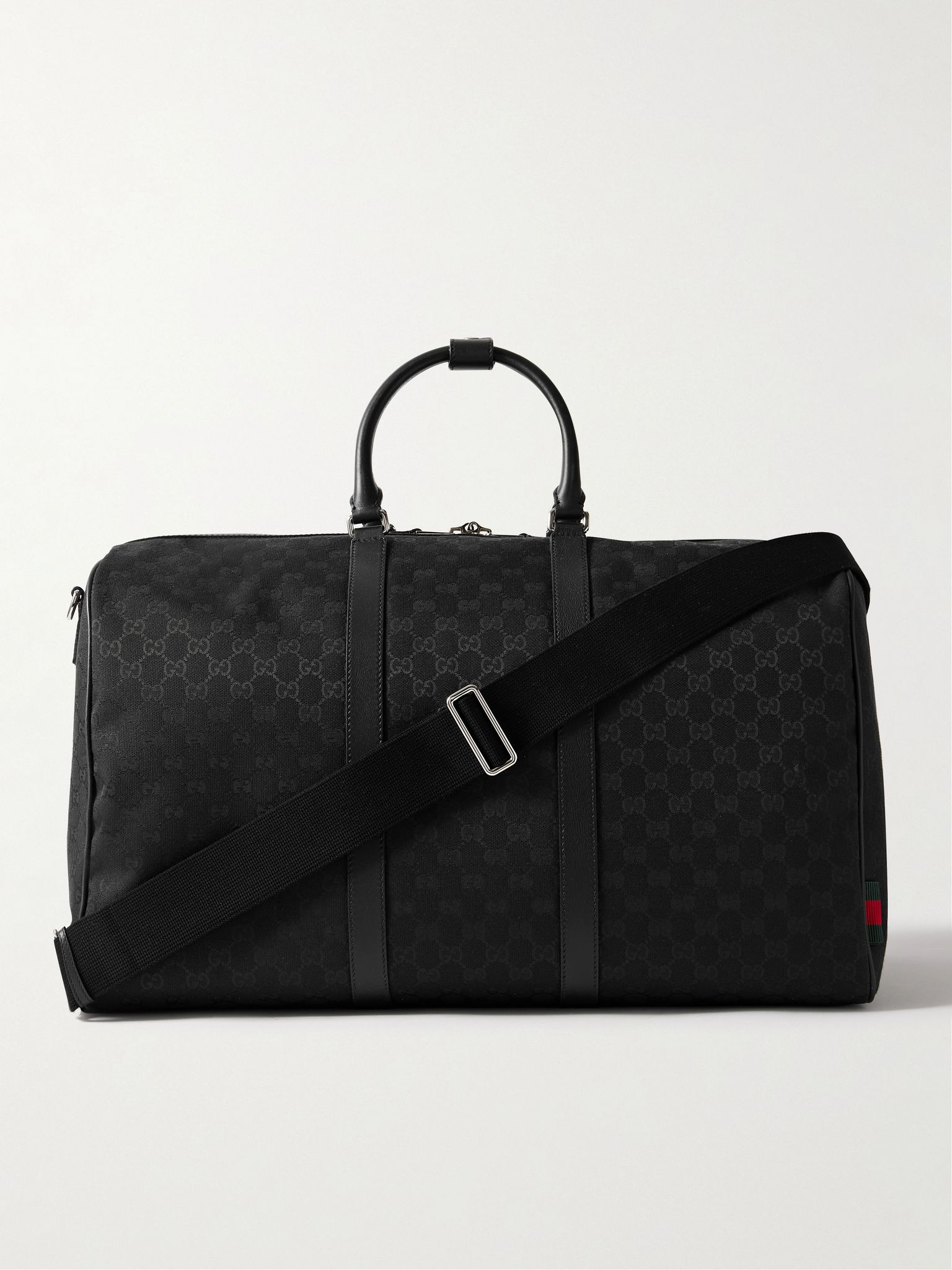 Neo Leather-Trimmed Monogrammed Canvas Duffle Bag Black - 1