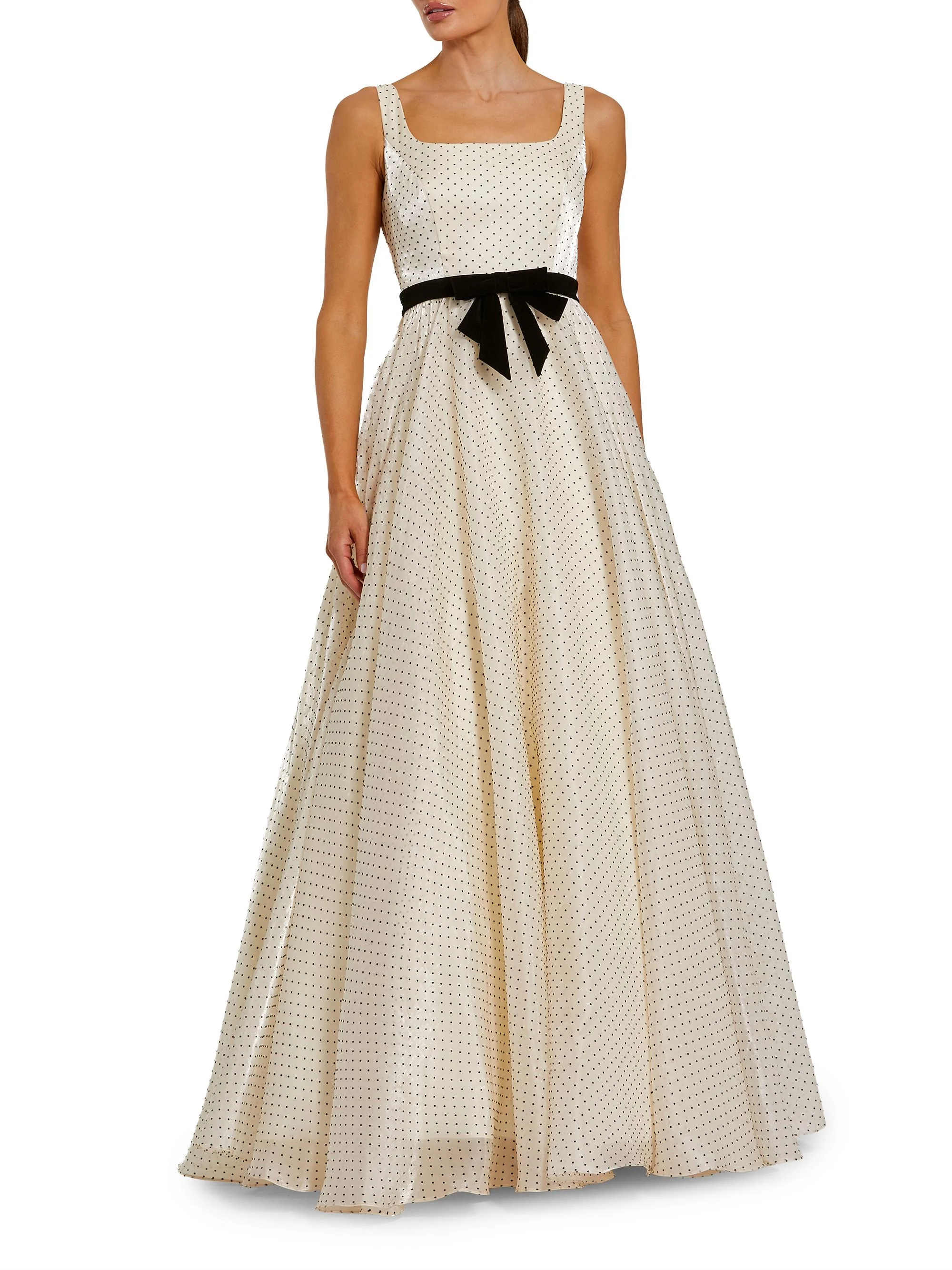 Women's Polka Dot Organza Fit & Flare Ball Gown - Ivory - 1