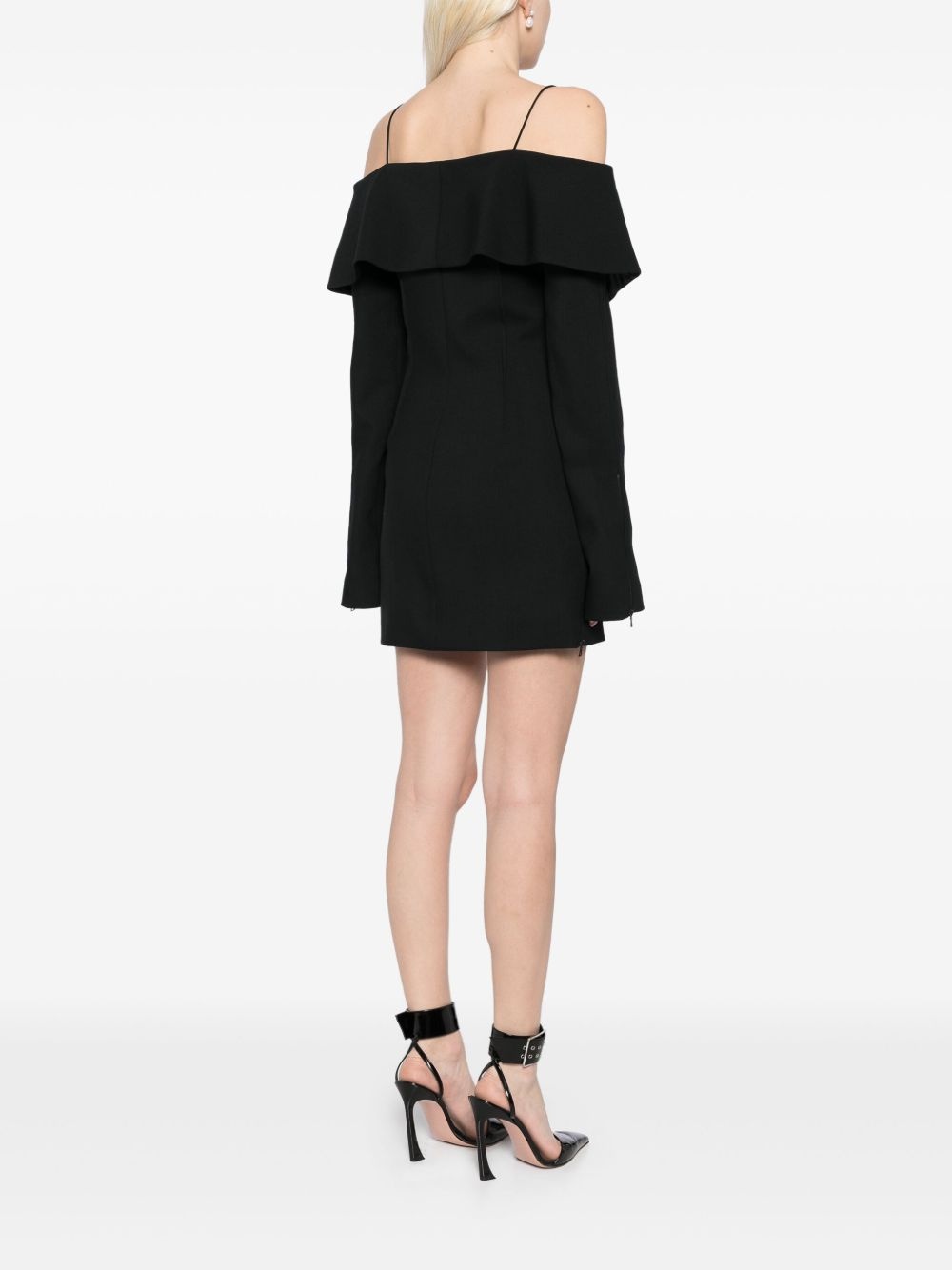 layered-shoulder tailored mini dress - 4