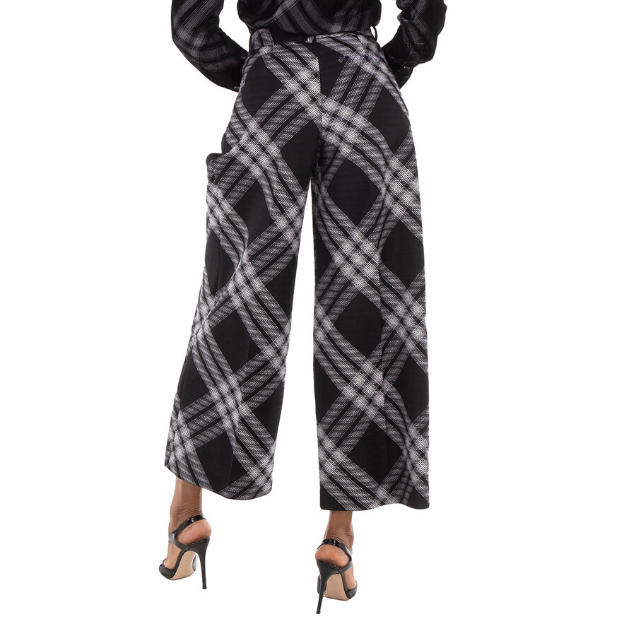 Burberry Wide-Leg Tartan Wool Boyfriend Trousers - 6