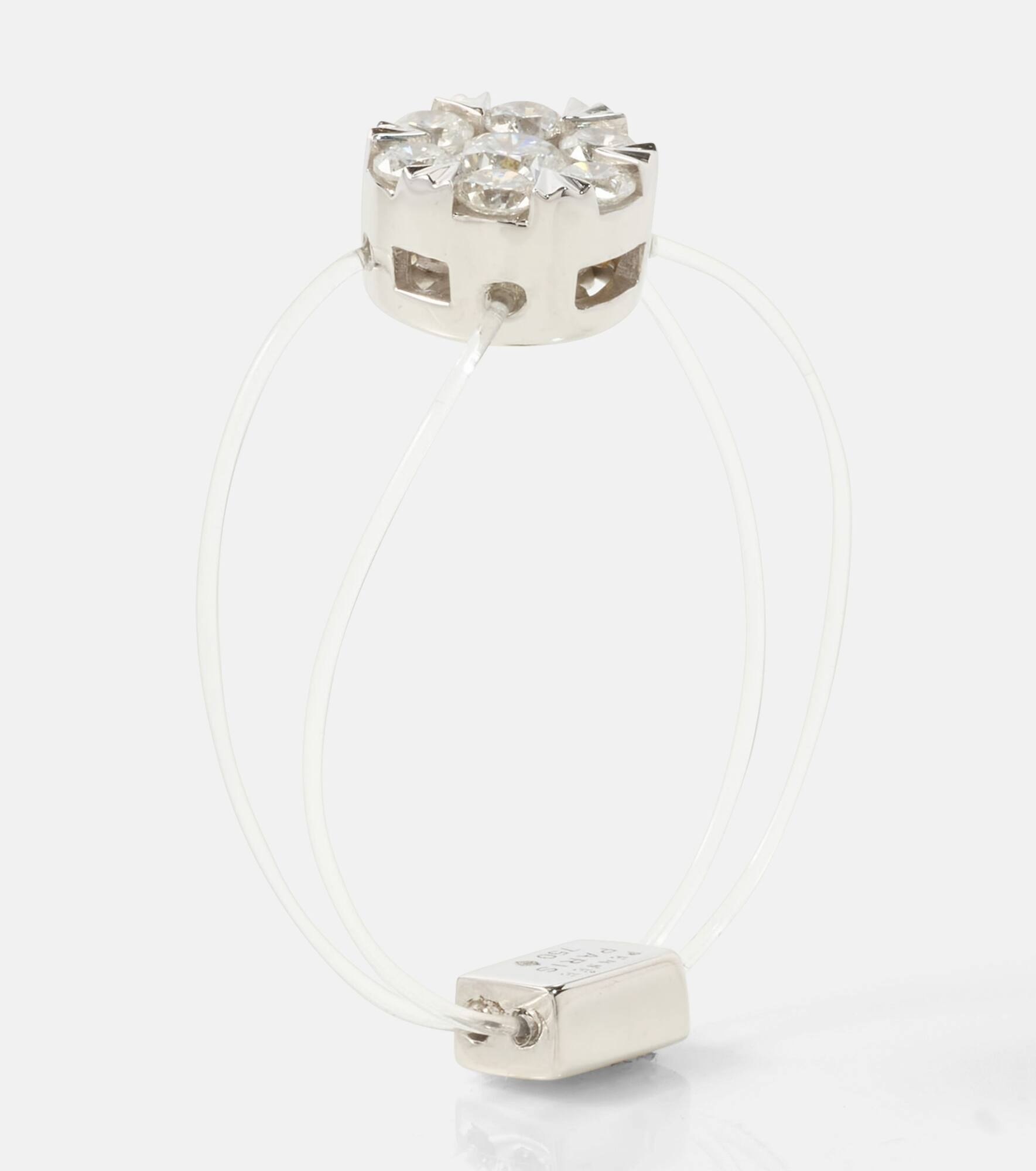 Floating 18kt white gold ring with diamonds - 4