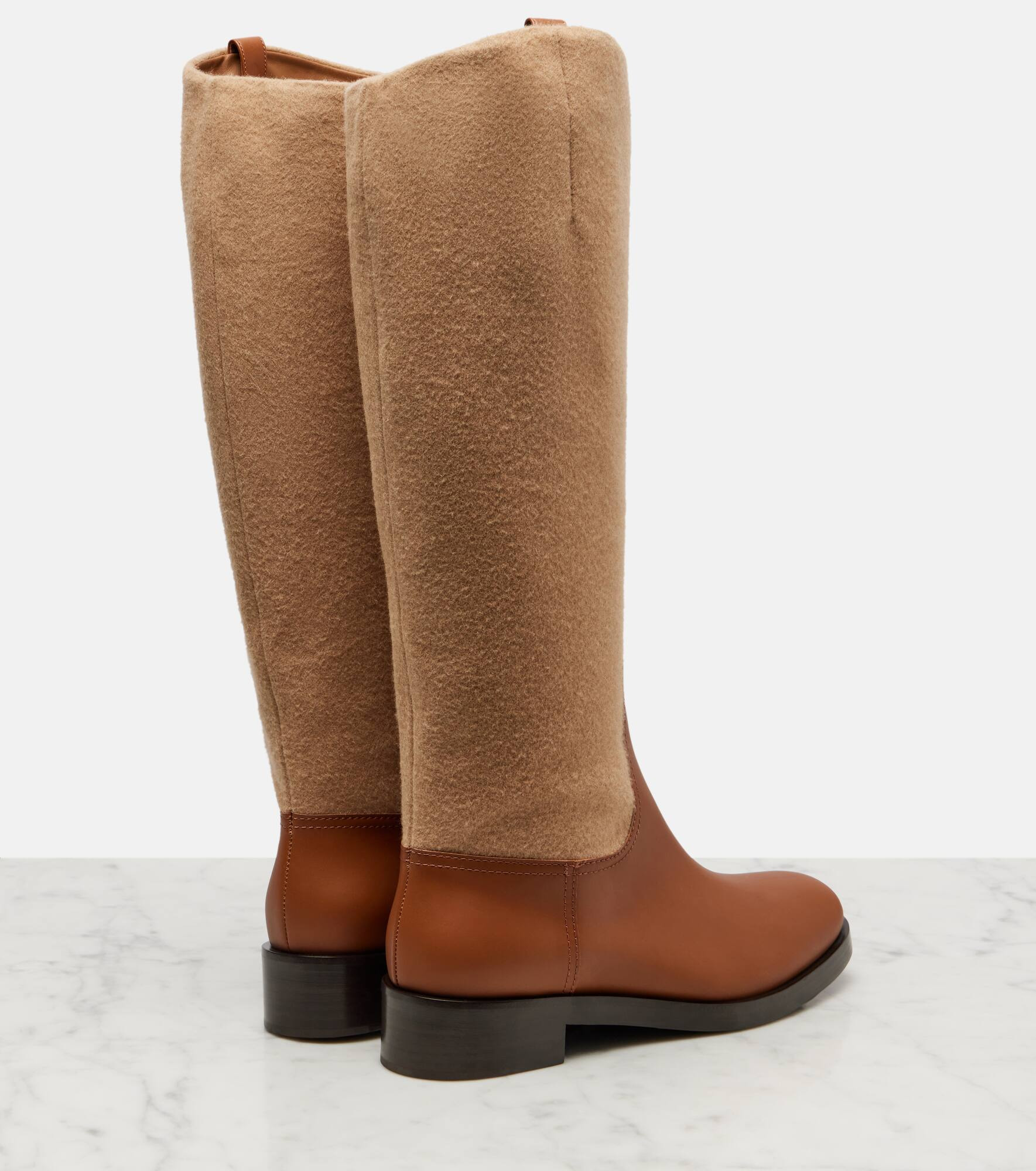 Cavaliere leather and wool knee-high boots - 2