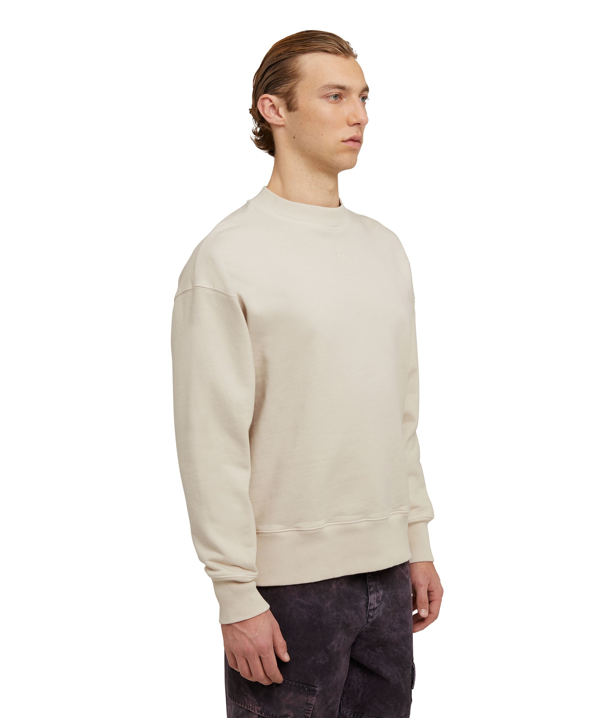 Cotton crewneck sweatshirt with embroidered MSGM micro logo - 4