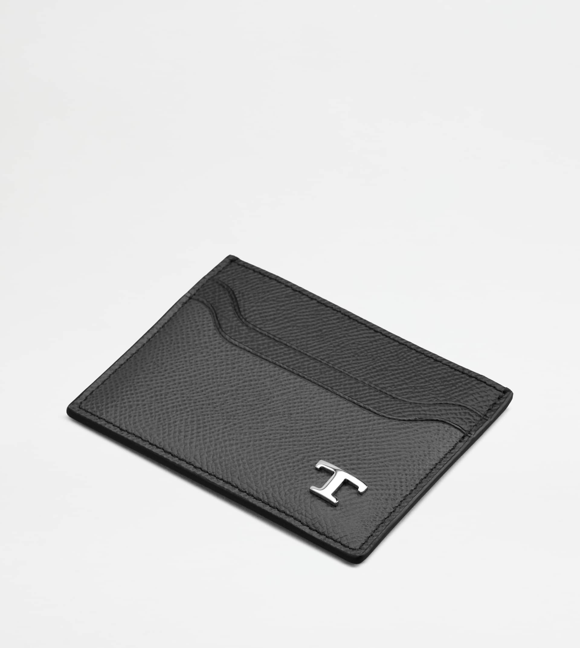 CARD HOLDER IN LEATHER - GREY, BLACK - 3