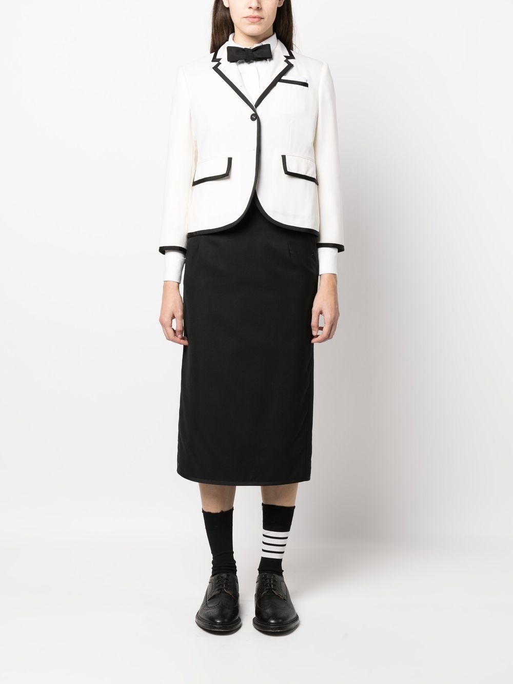 grosgrain ribbon-trim blazer - 2