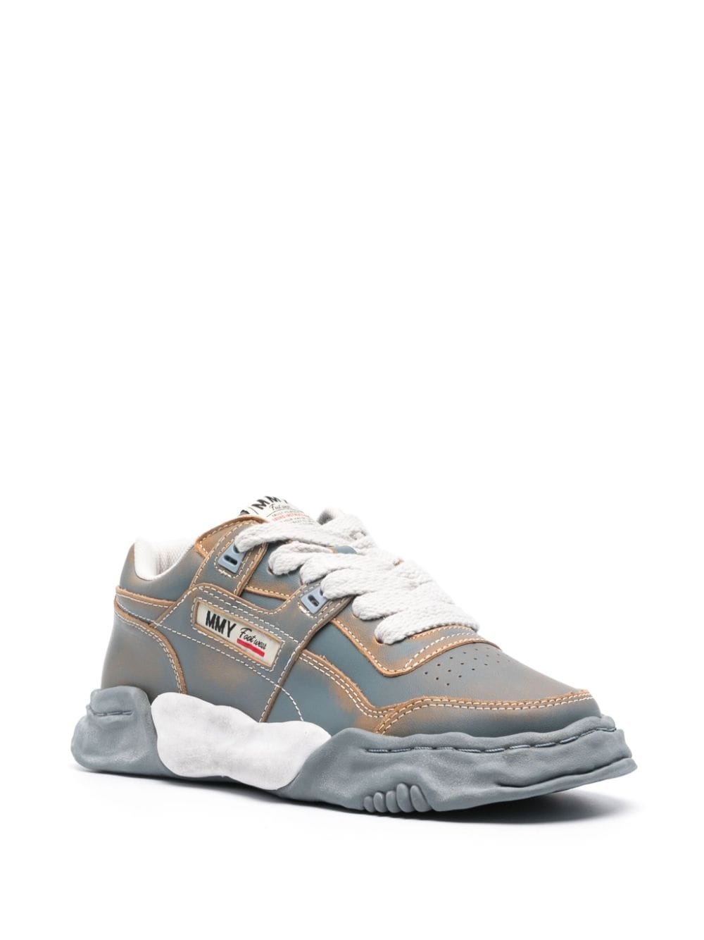 Parker faded-effect leather sneakers - 2