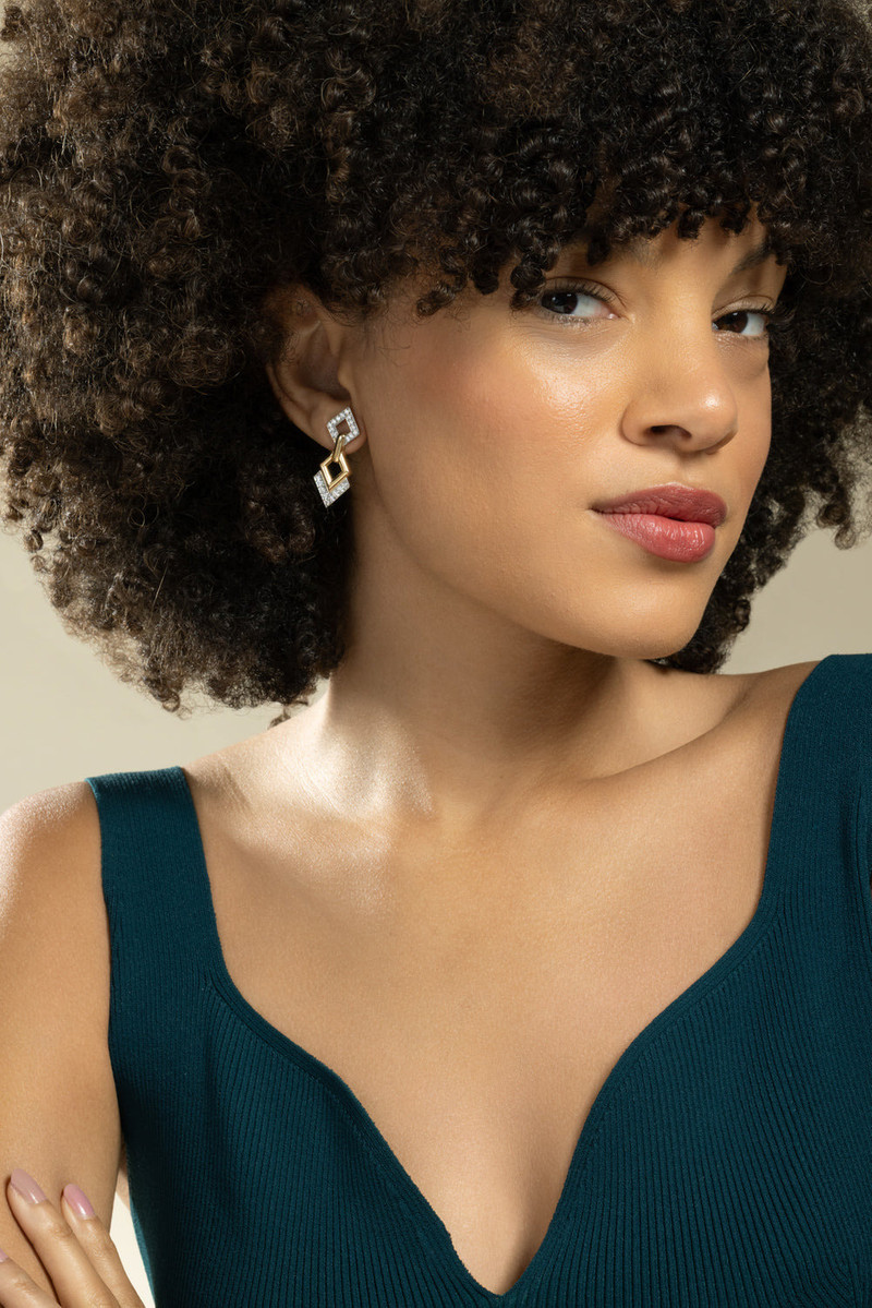 DAVID WEBB Diamond Double Drop Earrings outlook