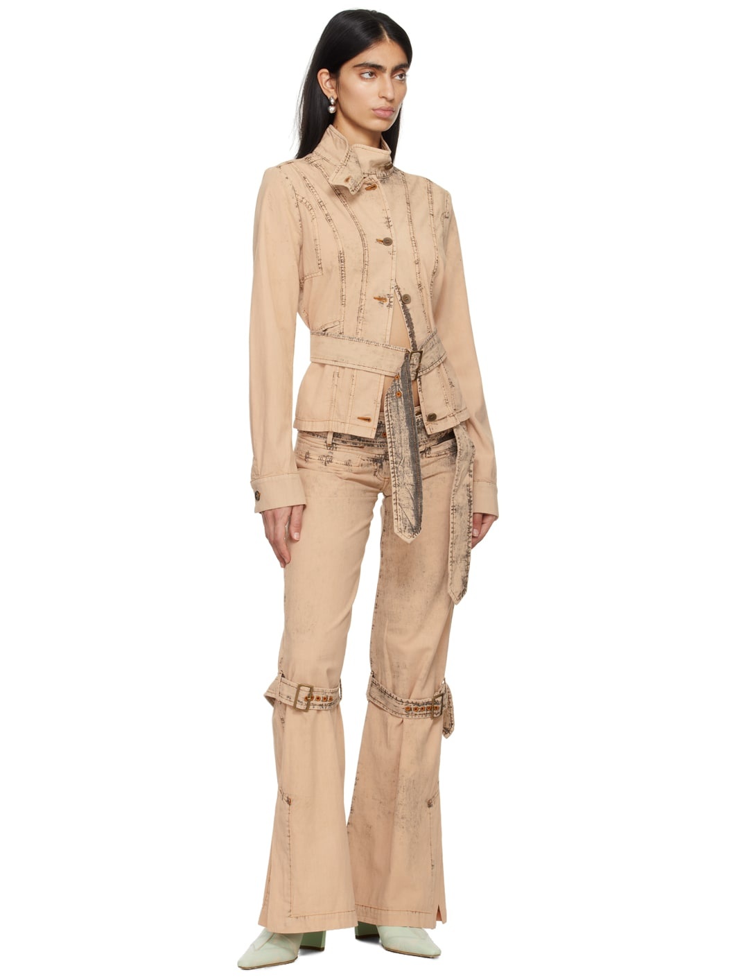 Beige Issa Denim Trousers - 4