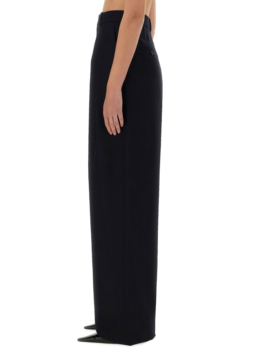 Saint Laurent Women Wide-Leg Pants In Grain De Poudre - 4