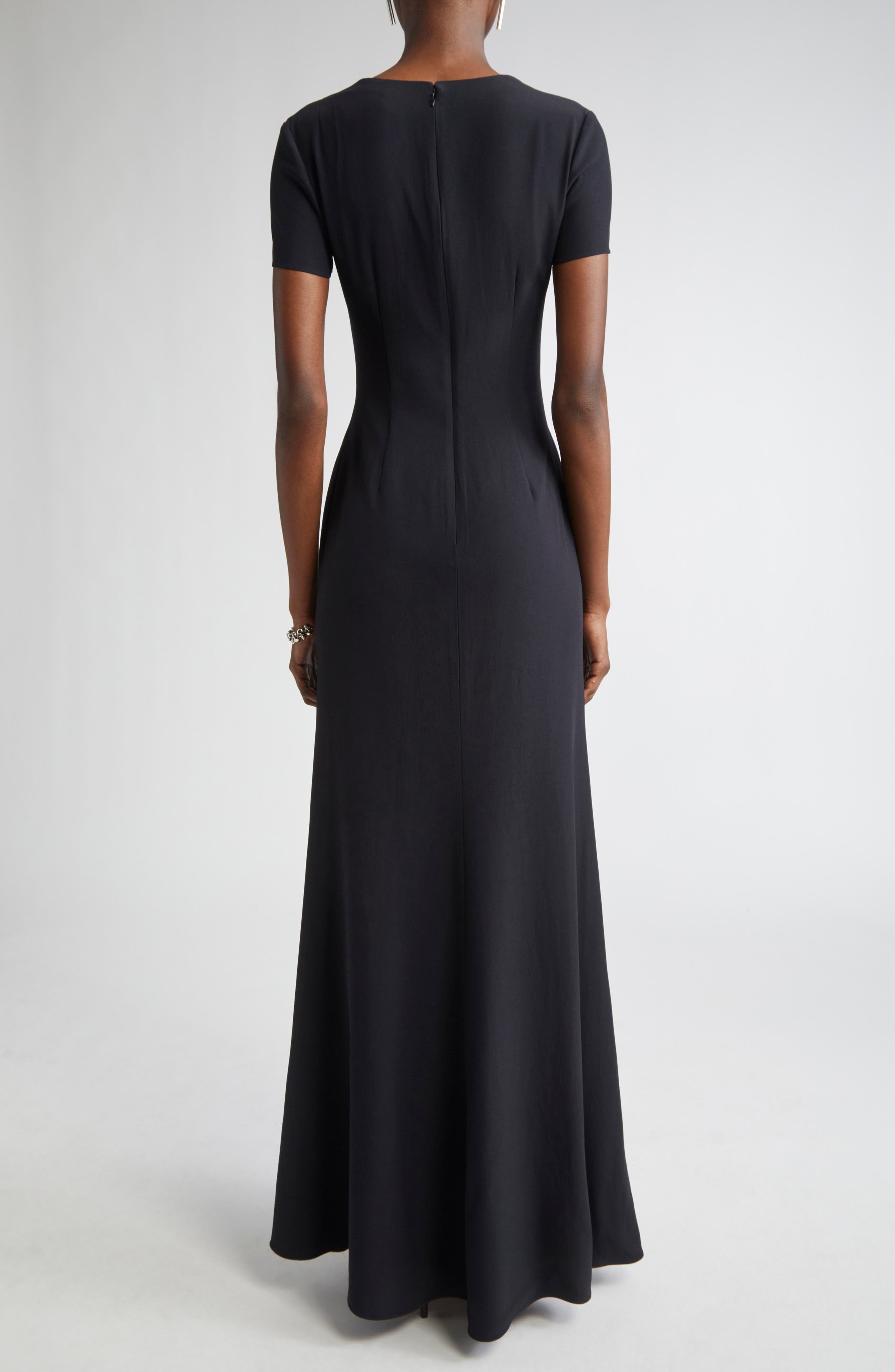McQueen Banshee Embroidery Leaf Crepe Gown in Black at Nordstrom - 2