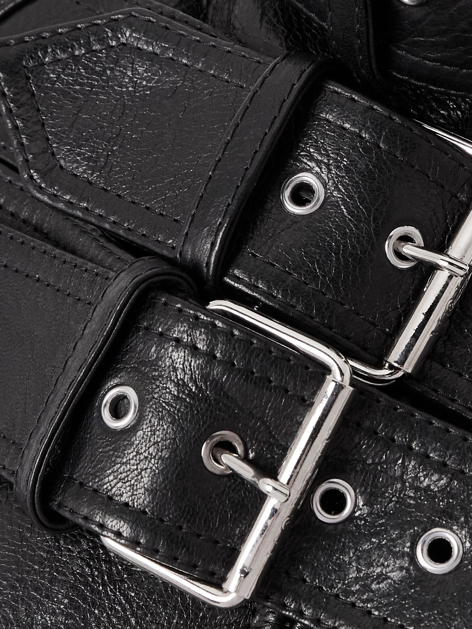 Buckled leather jacket Black - 5
