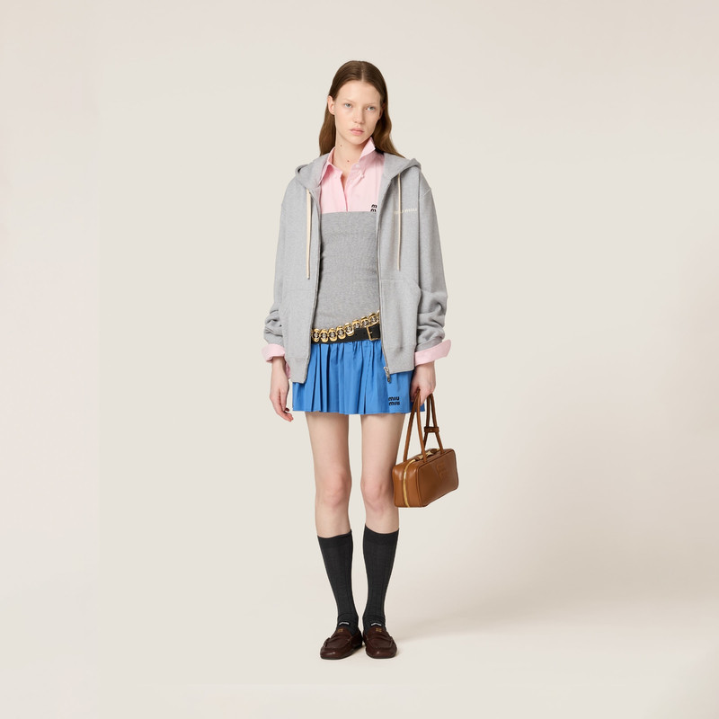 Miu Miu Cotton fleece zipper hoodie outlook