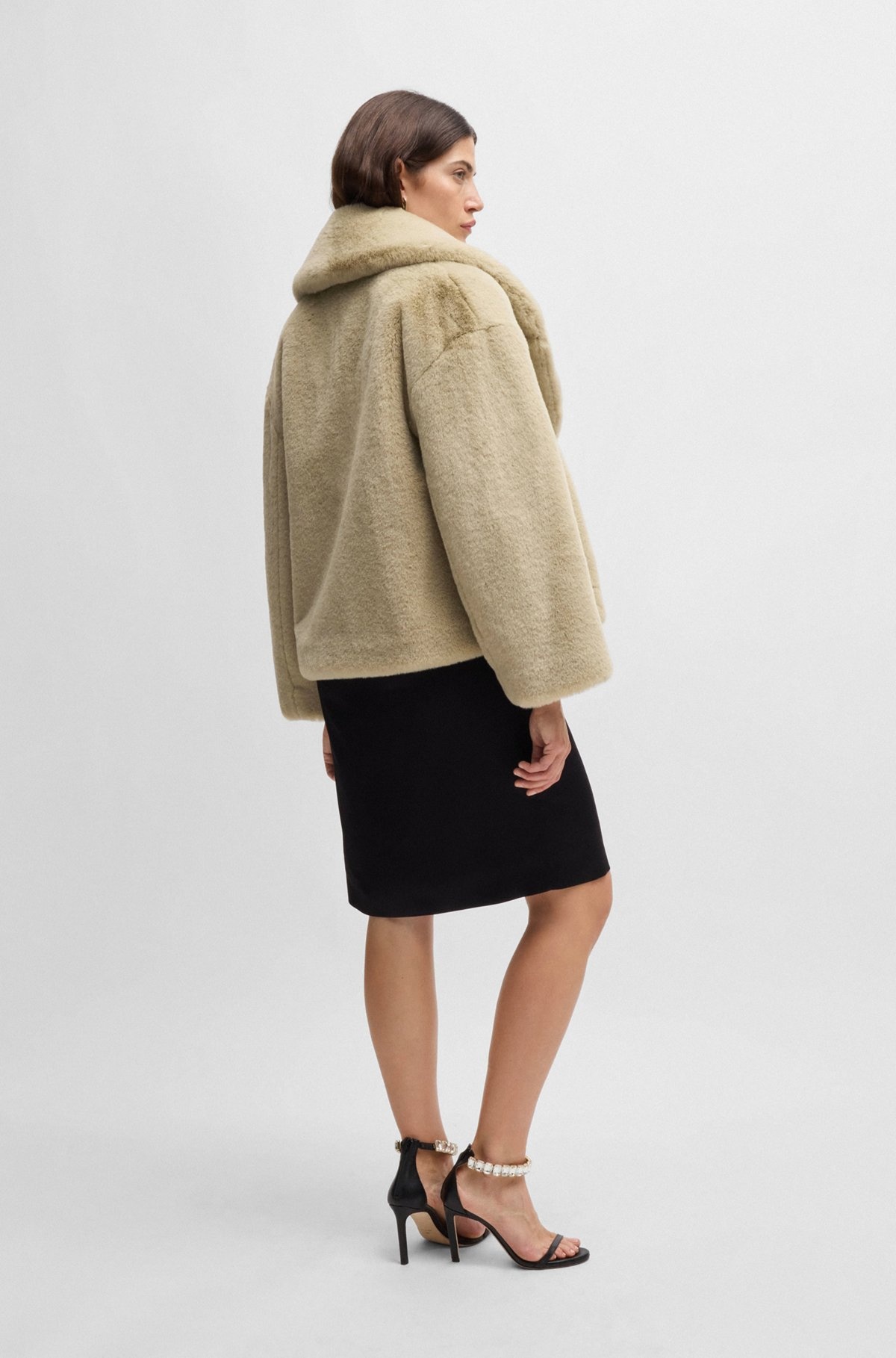 CROPPED COAT IN PLUSH TEDDY FABRIC - 4